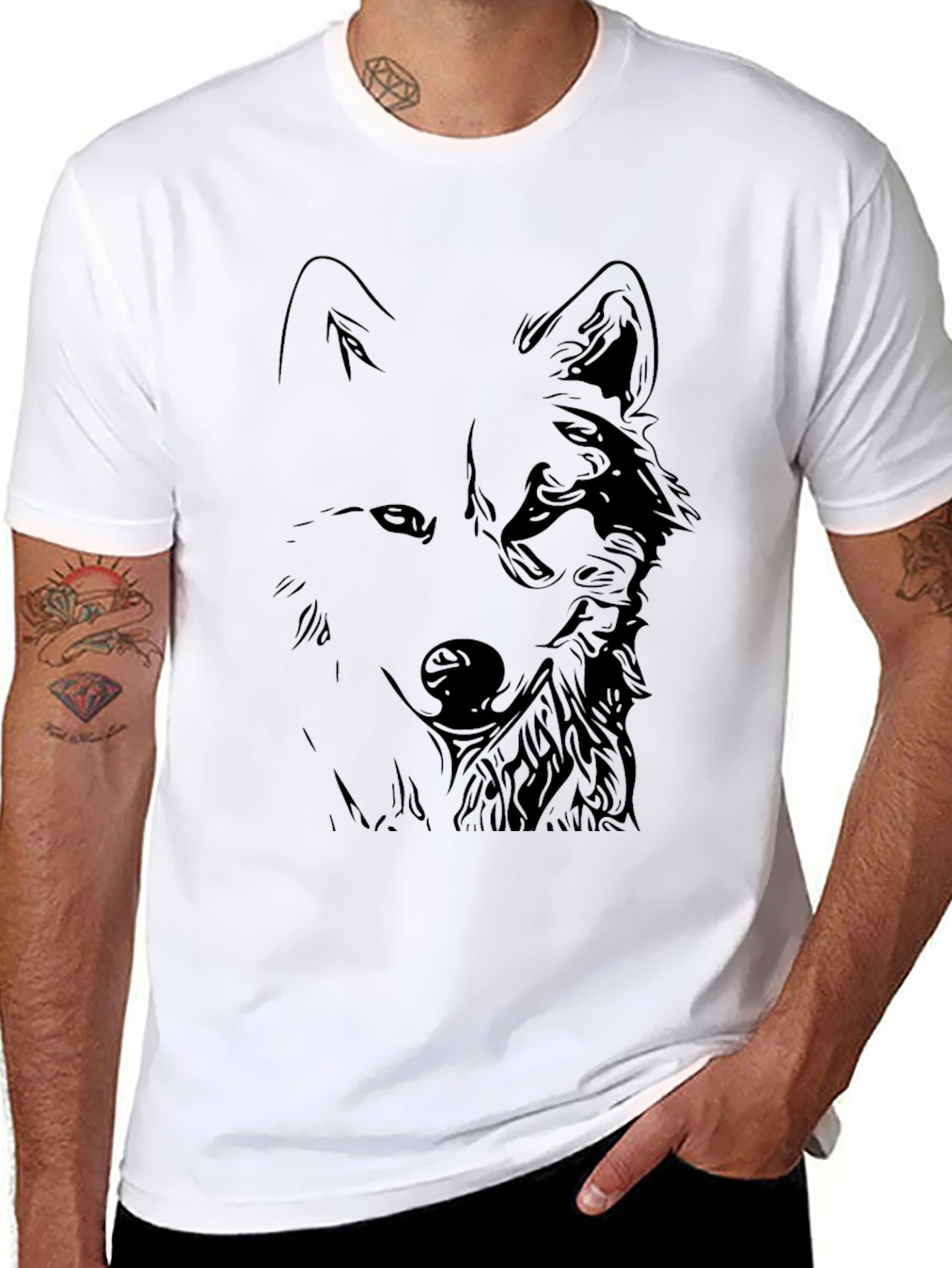 Black Black Wolf Graphic Tee - Stylish Men's T-Shirt view 8