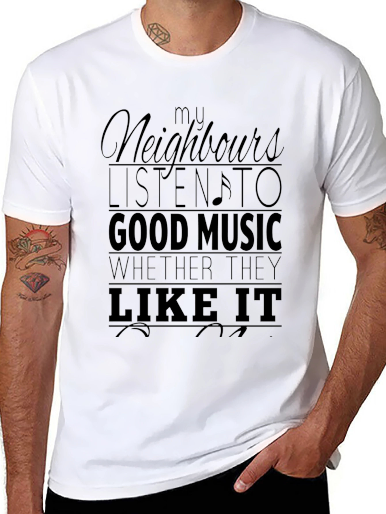 Black My Neighbours Listen to Good Music Men's T-Shirt view 8