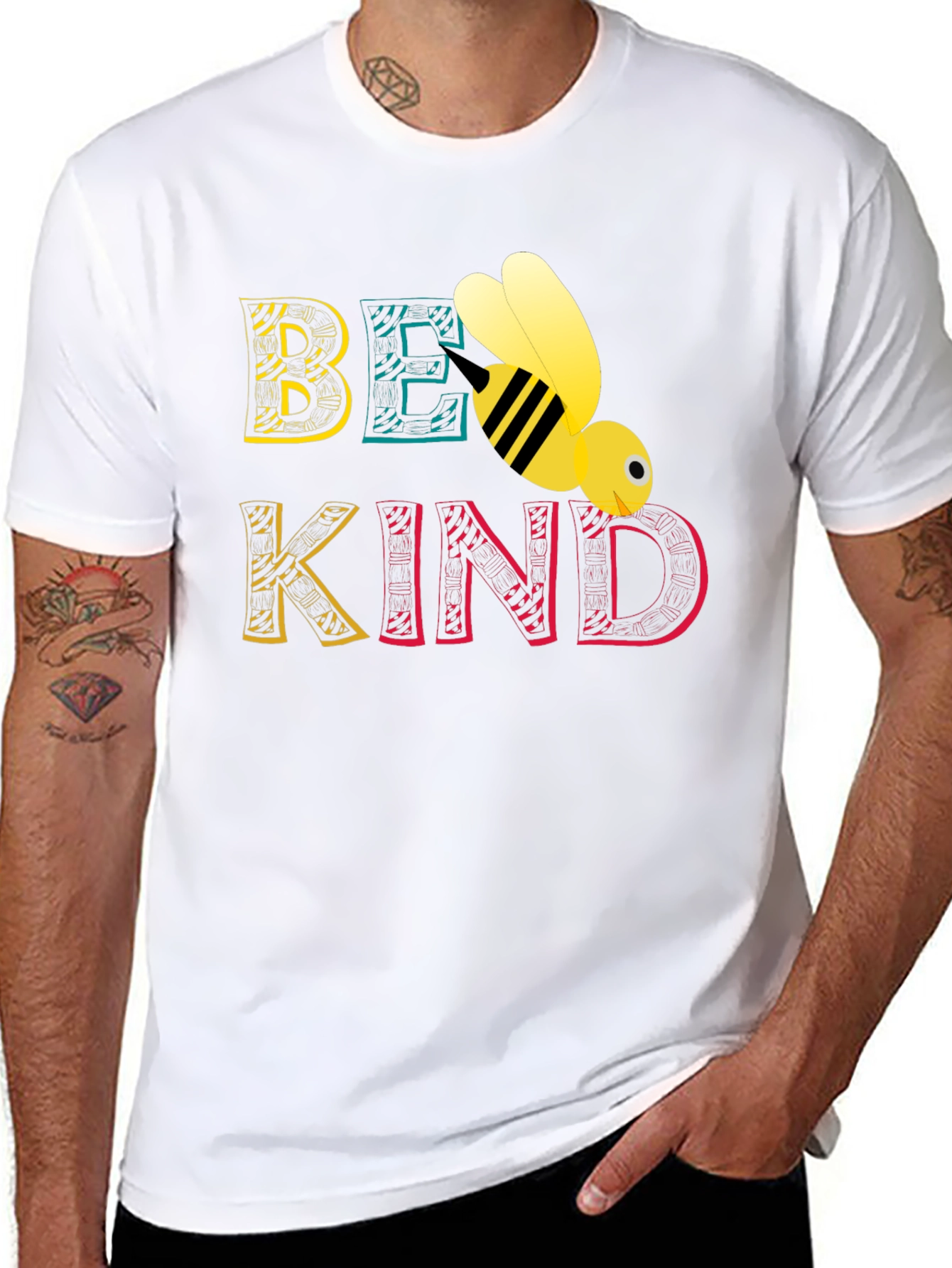 Black Be Kind Bee Graphic Tee - Black Unisex T-Shirt view 8