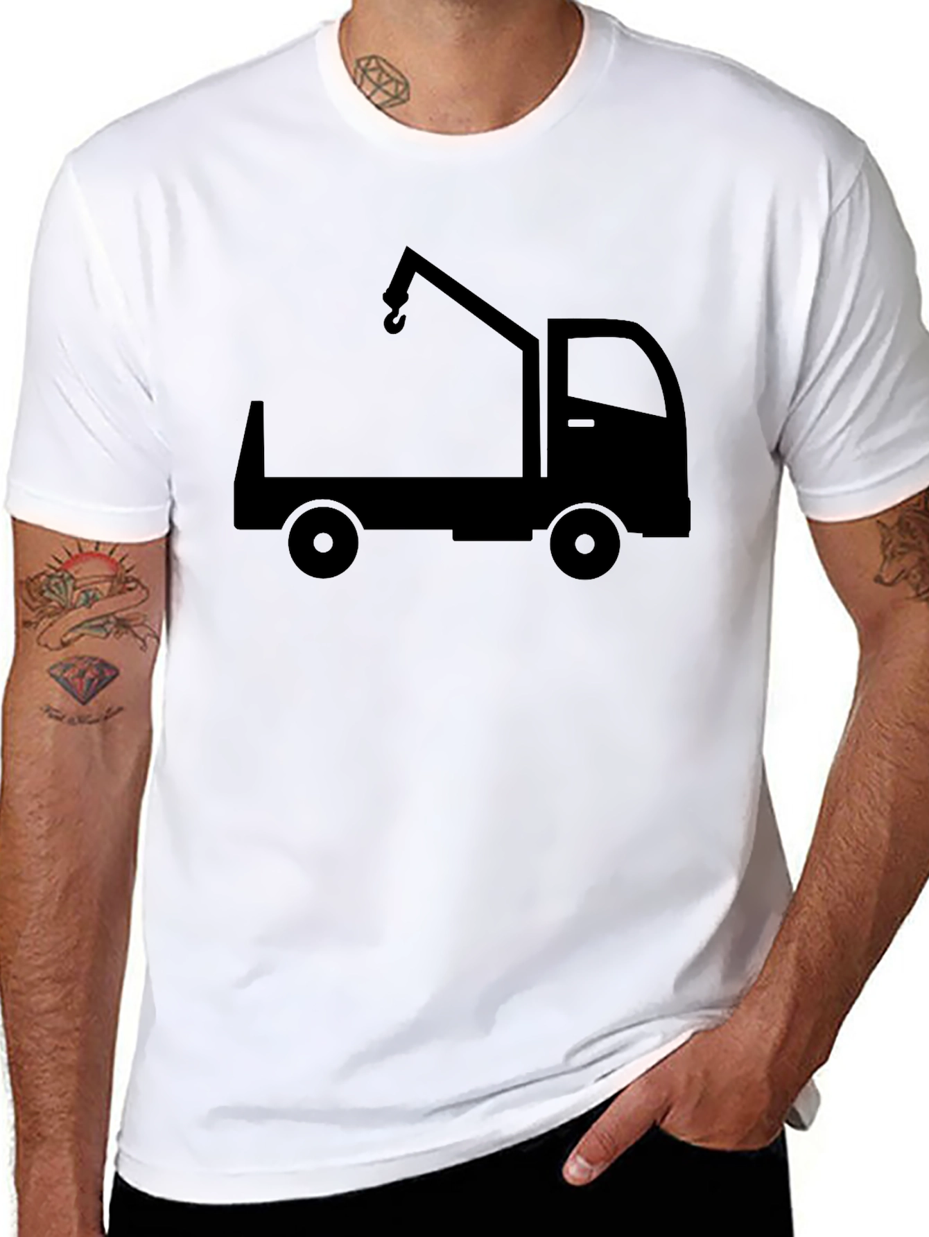 Black Tow Truck Graphic T-Shirt - Heavy Duty Style view 8