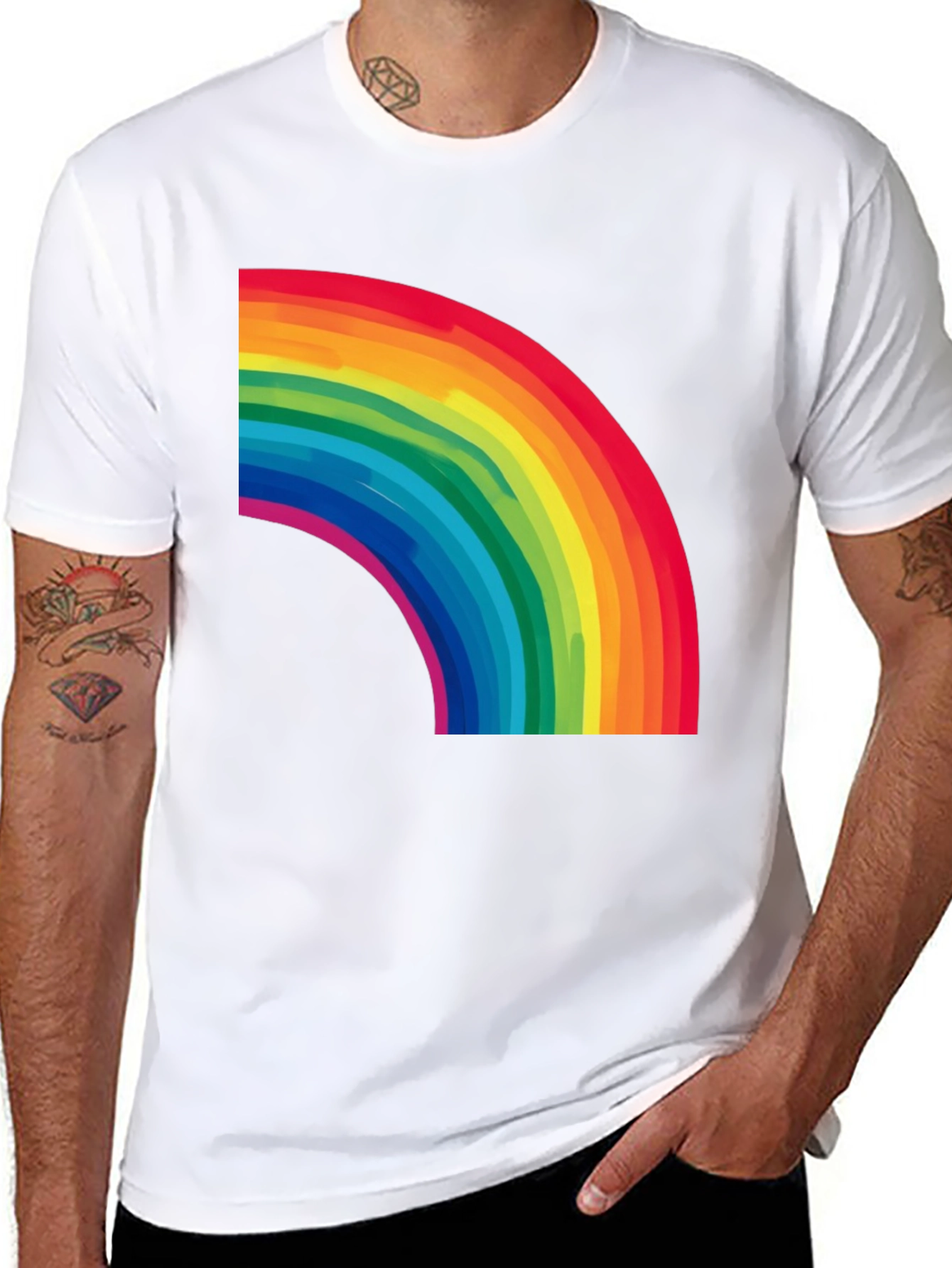 Black Rainbow Graphic Black T-Shirt view 8
