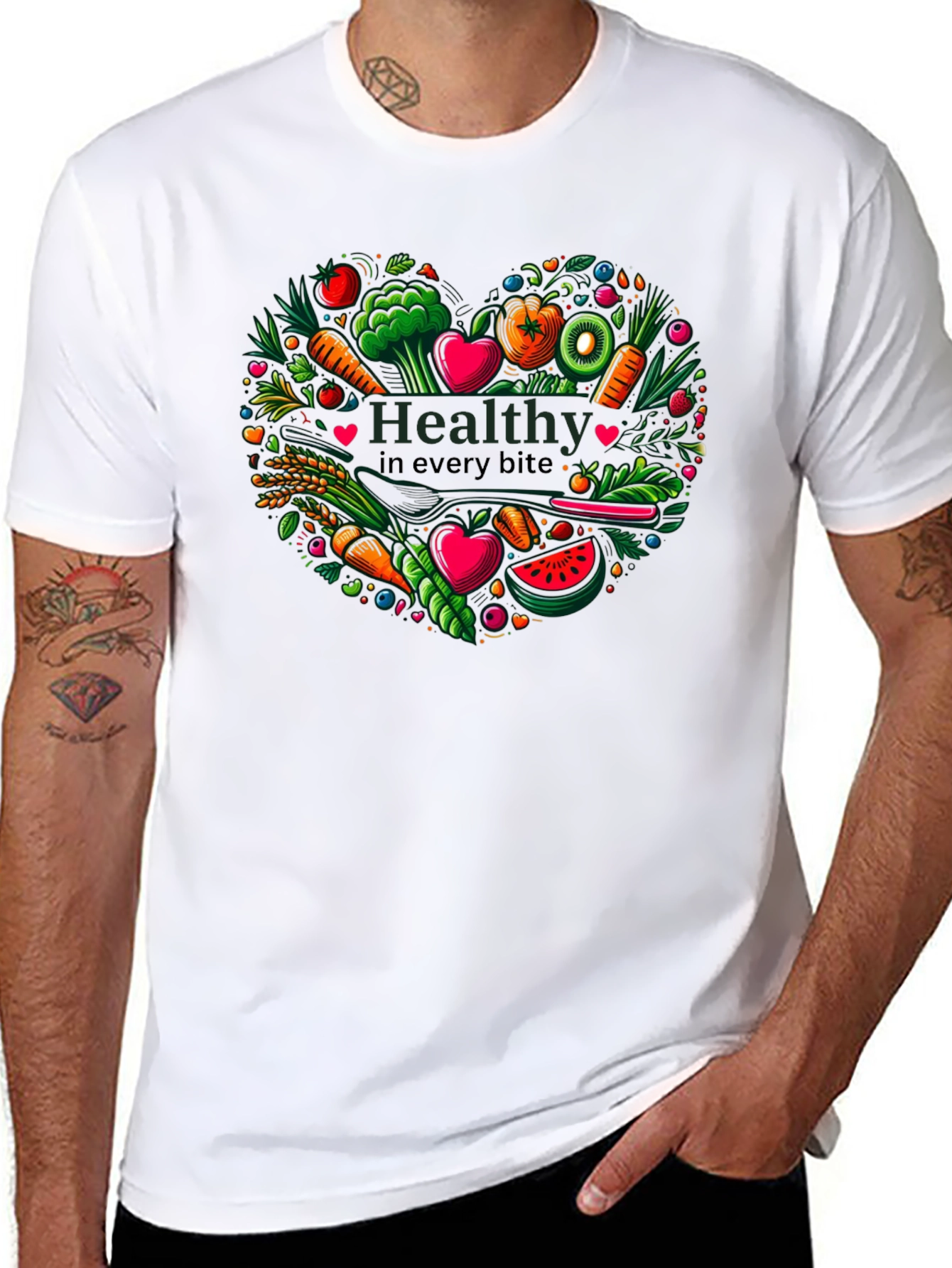 Black Healthy Bites Heart Graphic T-Shirt view 8