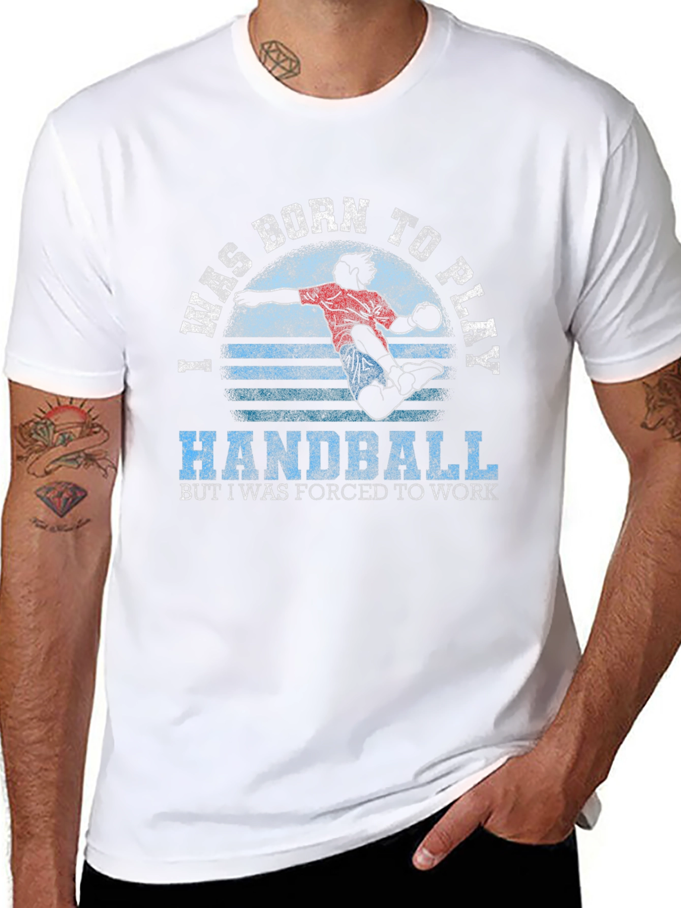 Black Born to Play Handball T-Shirt view 8