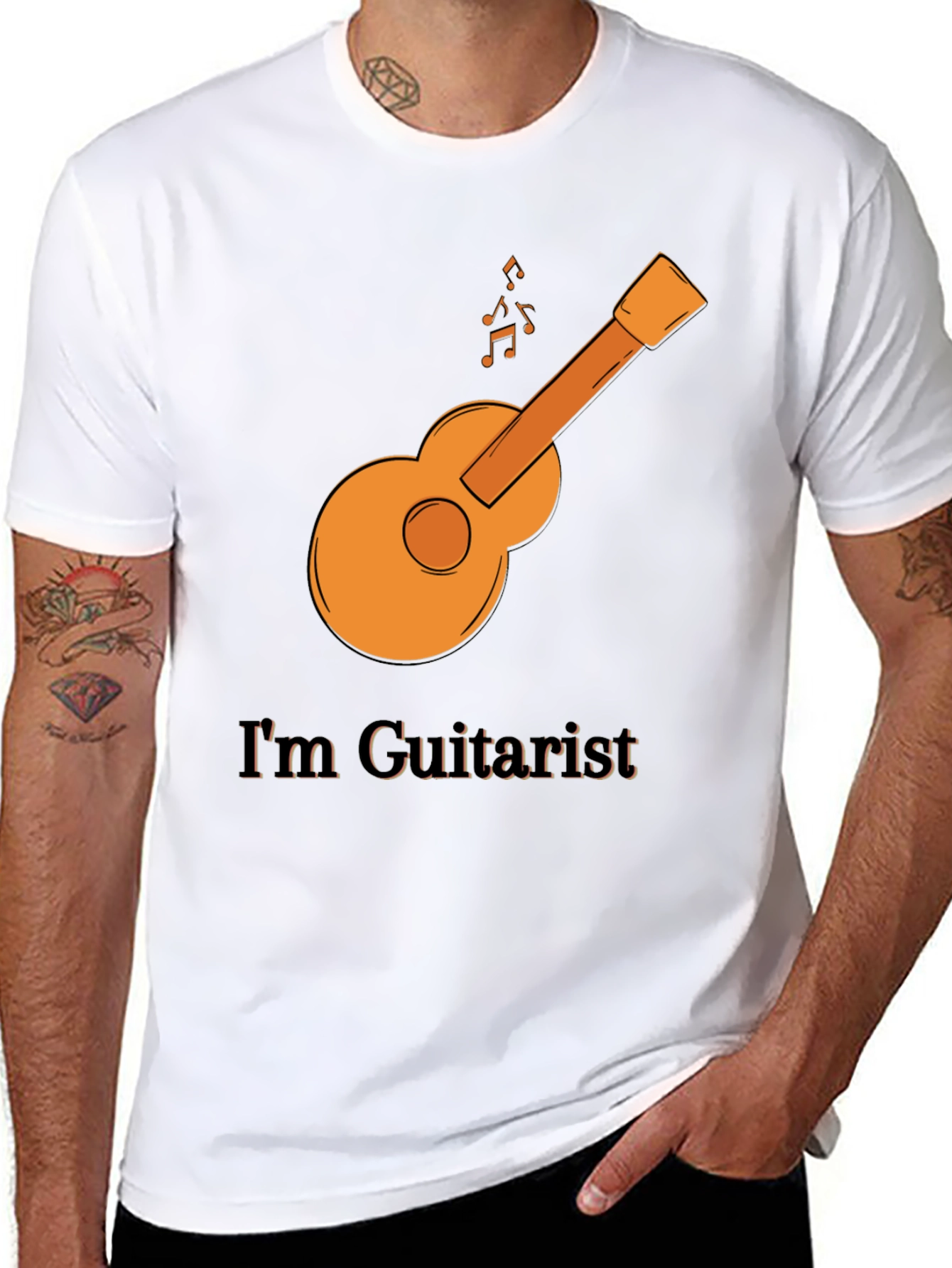 Black Guitarist T-Shirt - Music Lover Tee view 8