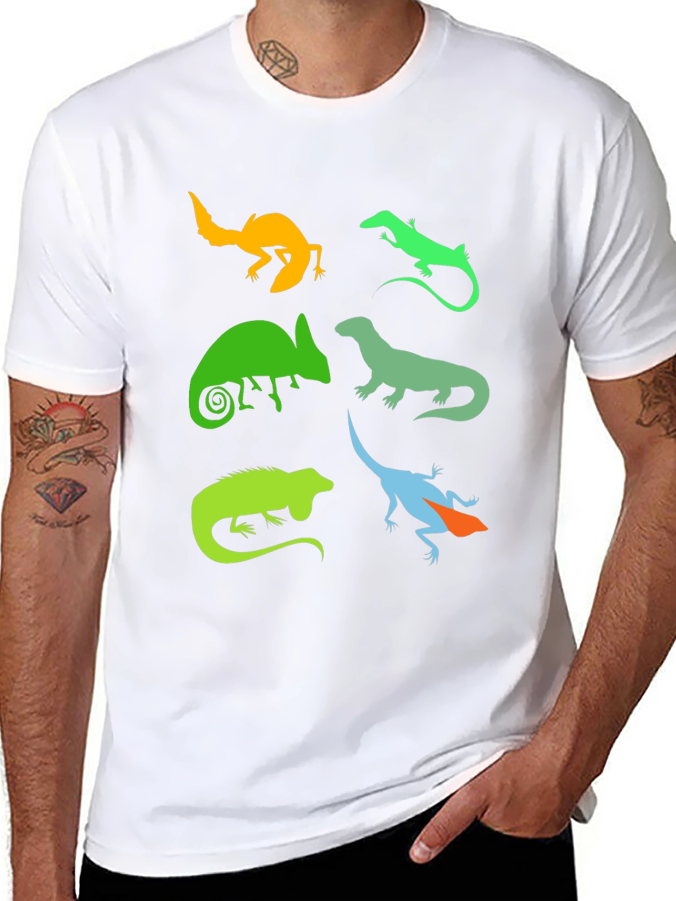 Black Lizard Silhouette Graphic T-Shirt - Reptile Lover Tee view 8