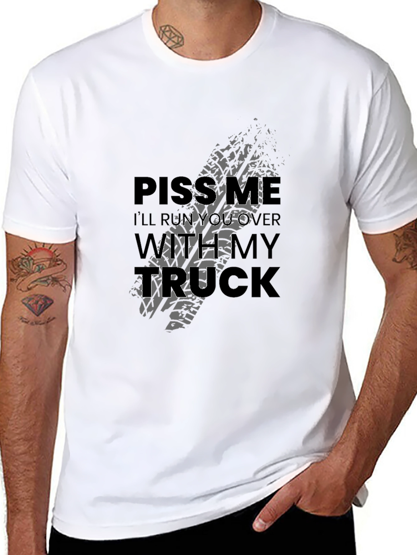 Black Piss Me Off Trucker Graphic T-Shirt view 8