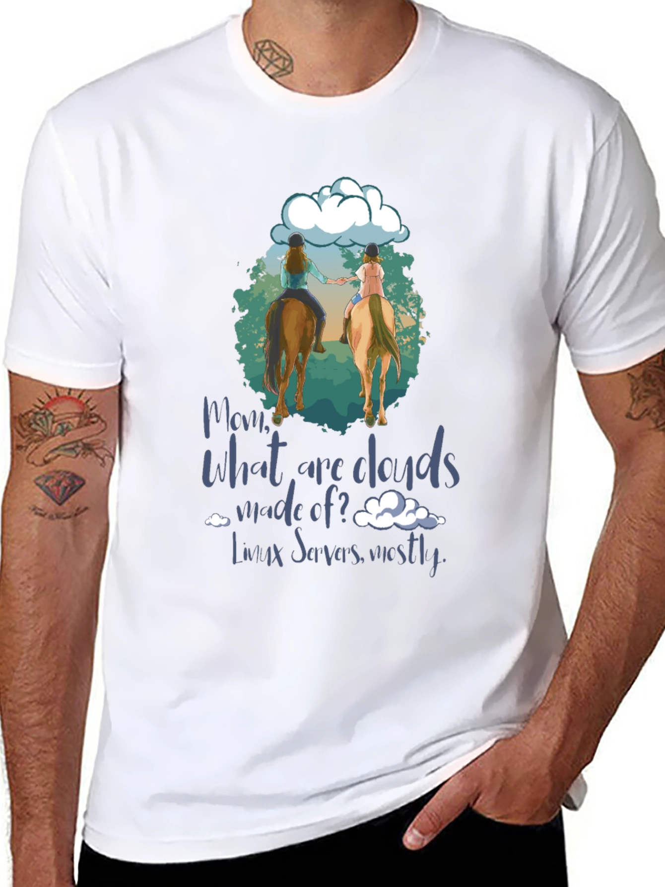 Black Equestrian 'What are Clouds Made Of?' T-Shirt view 8
