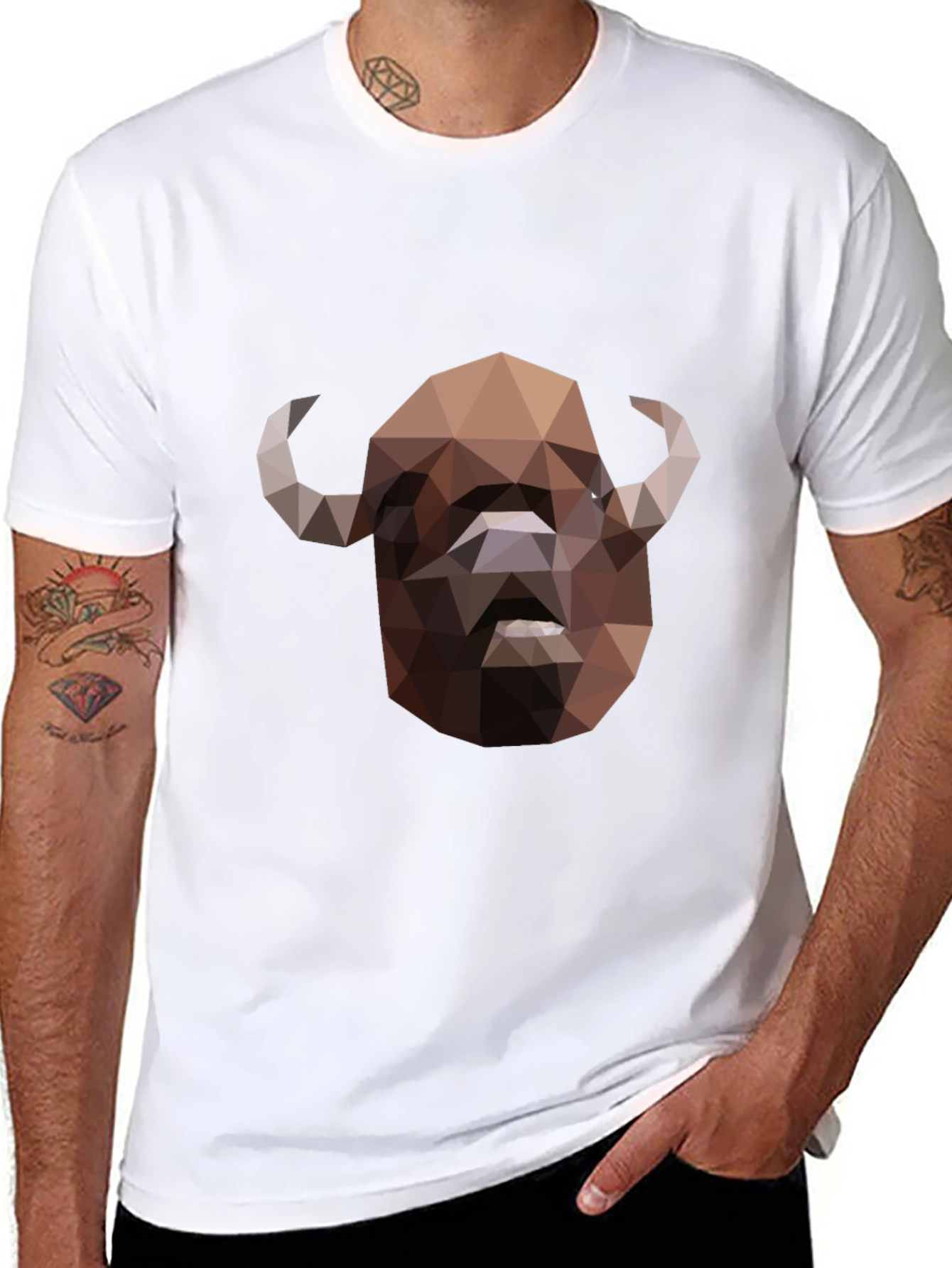 Black Geometric Buffalo Graphic T-Shirt - Black view 8