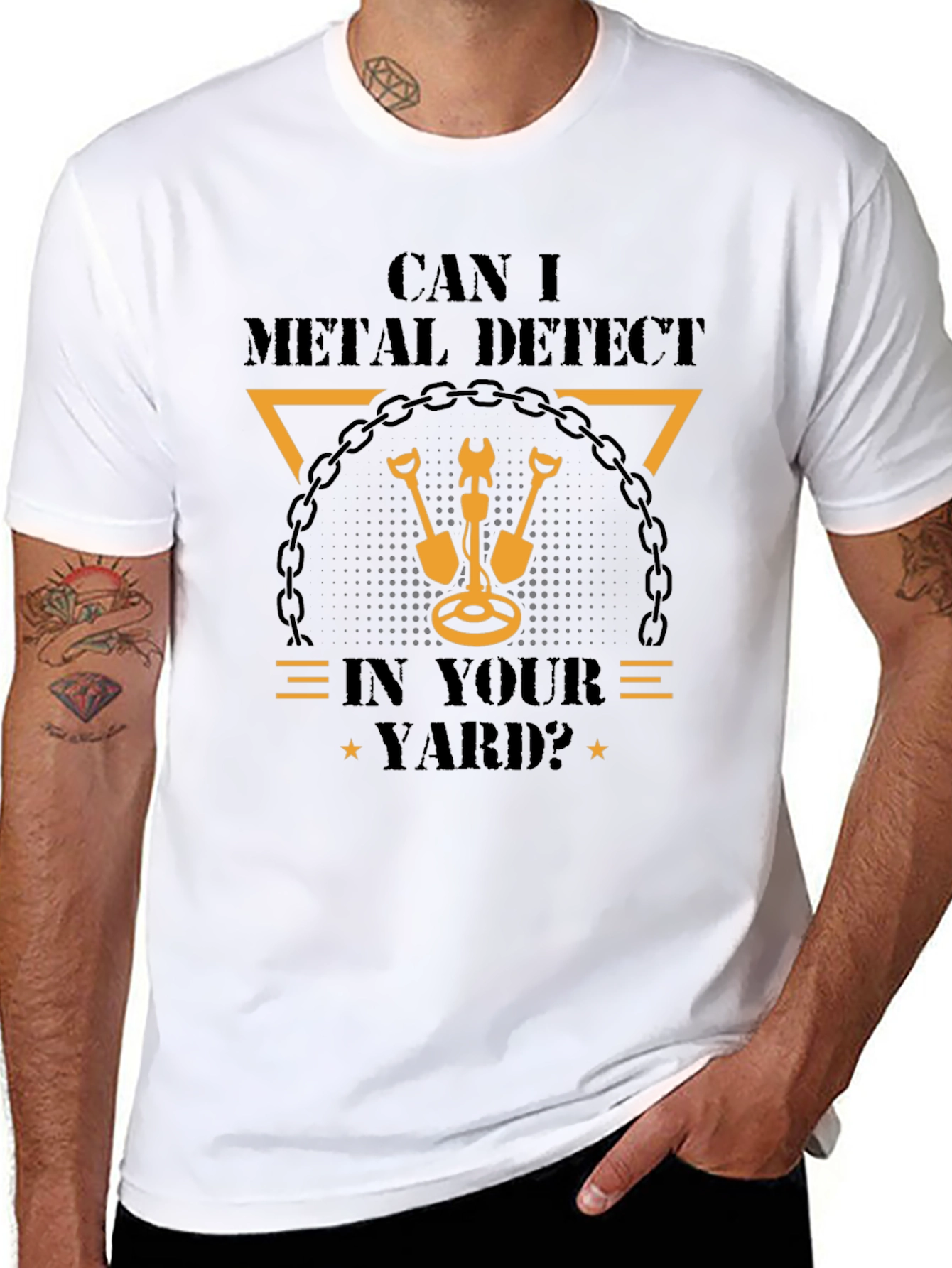Black Metal Detecting T-Shirt: Can I Detect In Your Yard? view 8