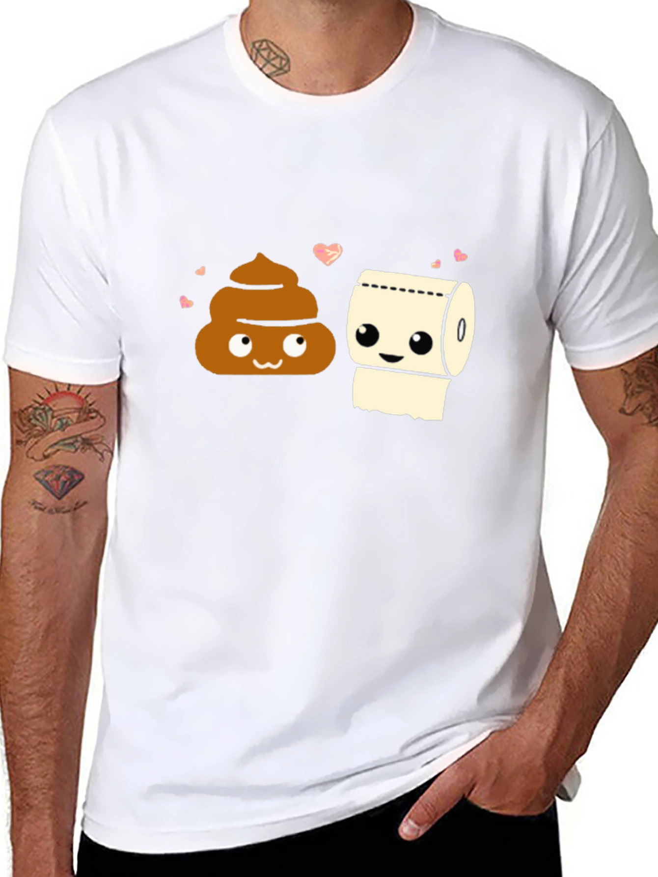 Black Funny Poop & Toilet Paper Matching Couple T-Shirt view 8