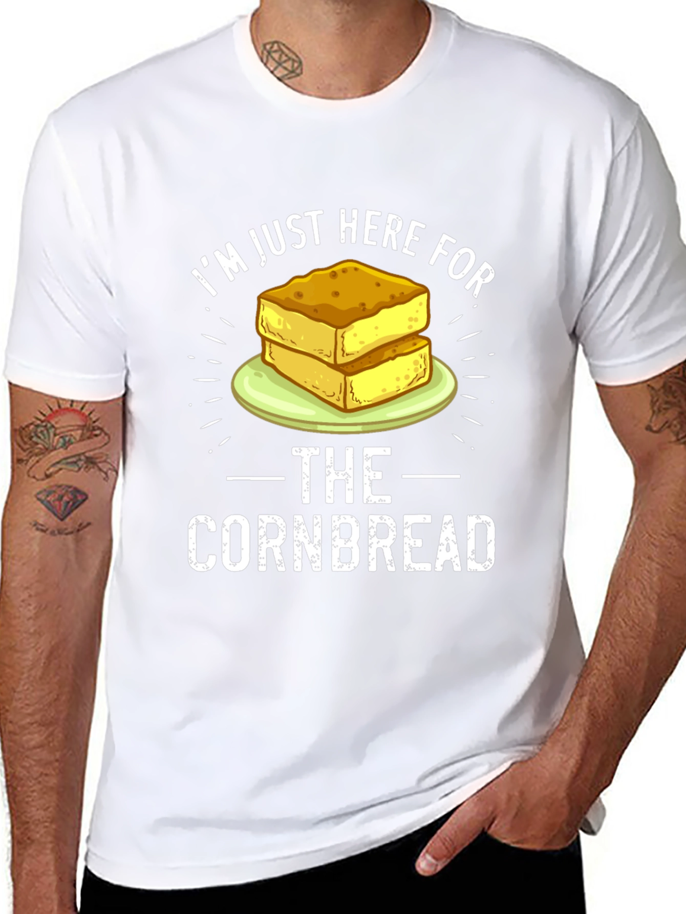 Black I'm Just Here For The Cornbread Funny Foodie T-Shirt view 8