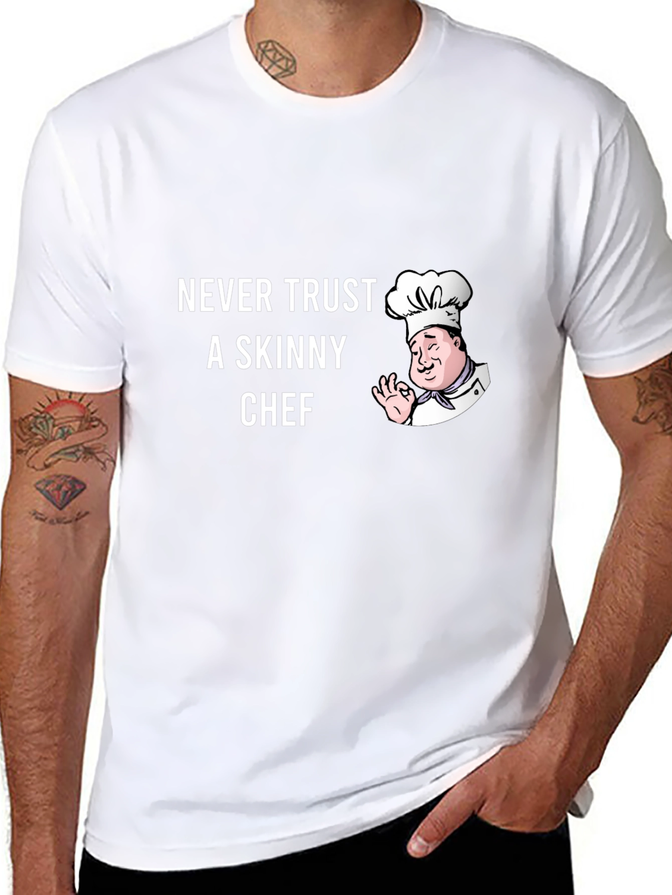 Black Funny Chef T-Shirt - Never Trust a Skinny Chef view 8