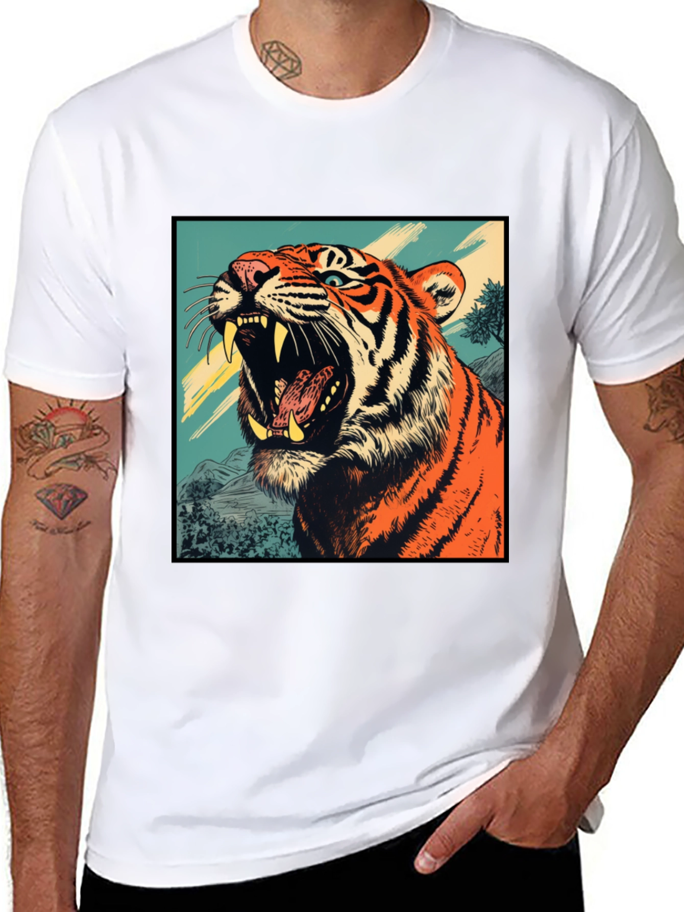 Black Tiger Graphic Tee - Bold Animal Print Shirt view 8