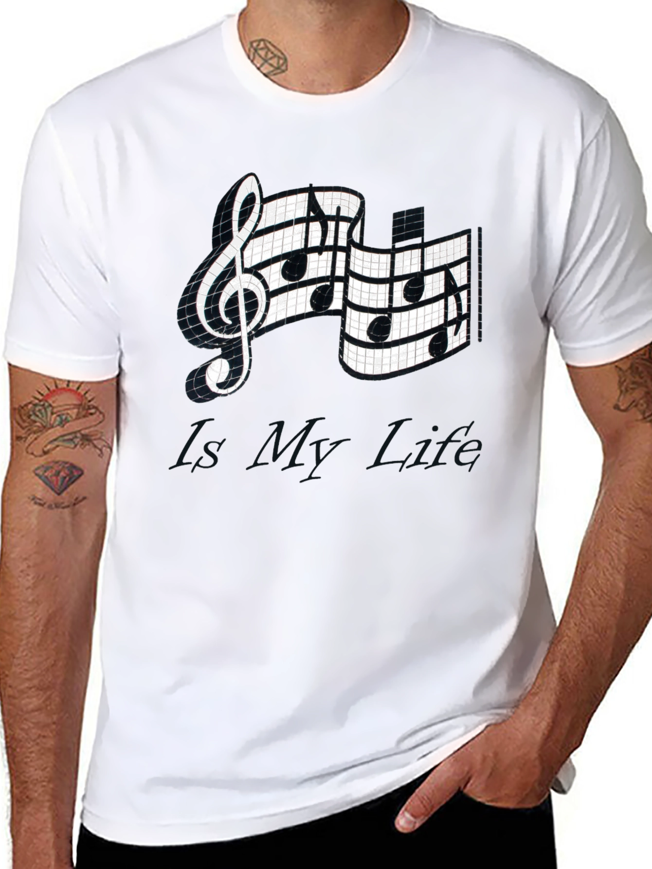 Black Musical Note Graphic Tee - Stylish Black T-Shirt view 8