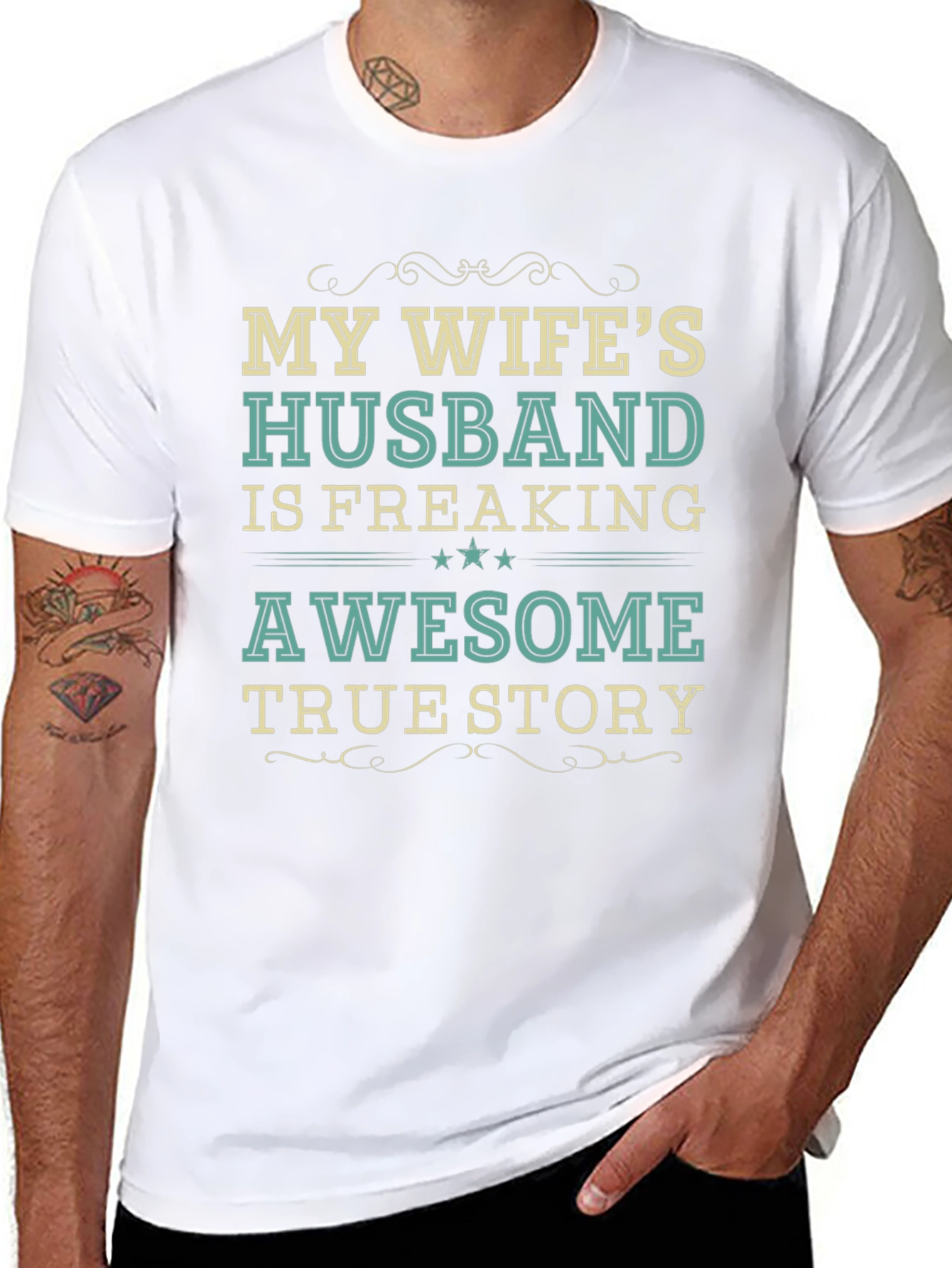 Black My Wife's Husband Awesome Funny Novelty T-Shirt view 8