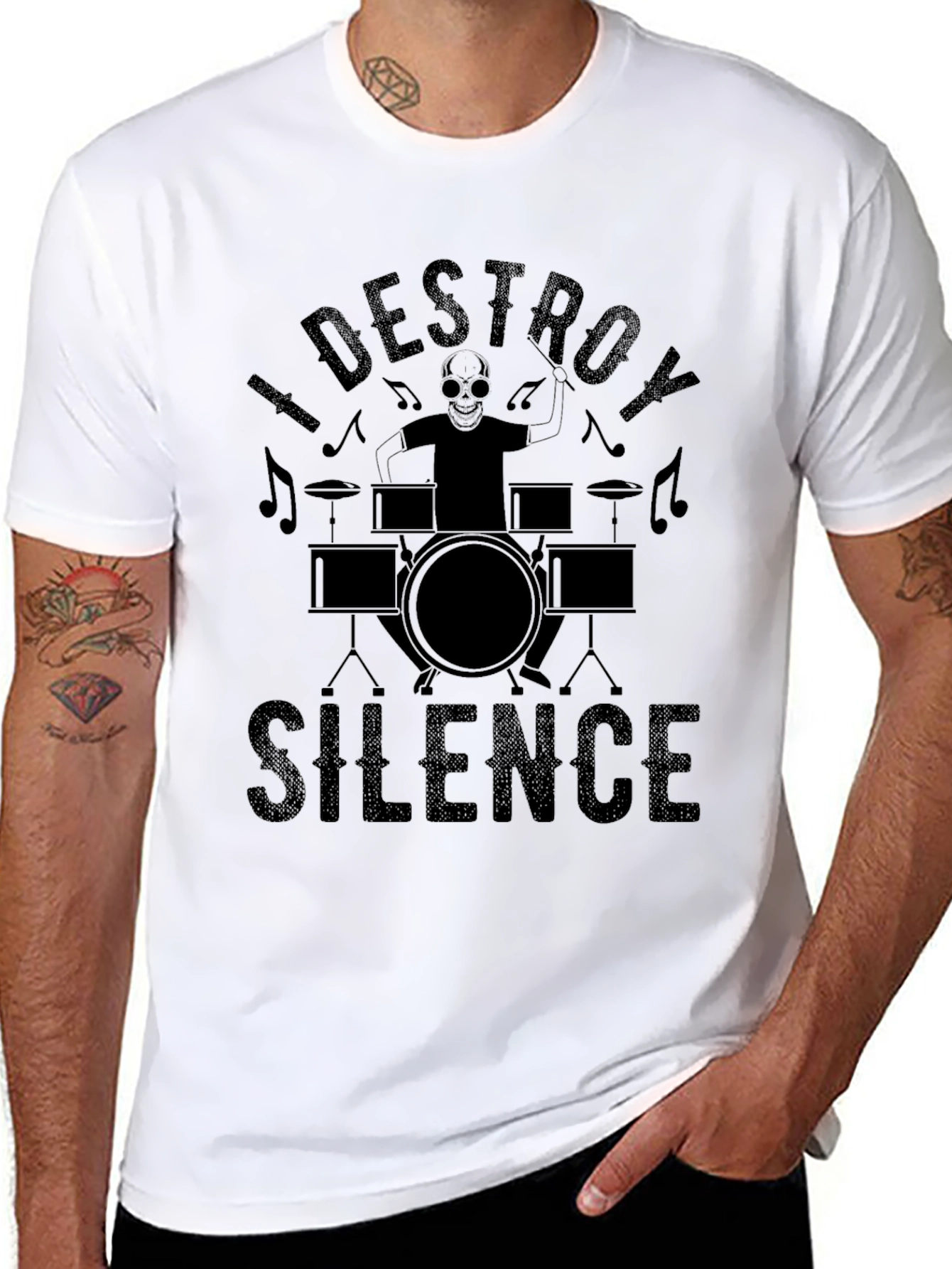 Black I Destroy Silence Black T-Shirt view 8