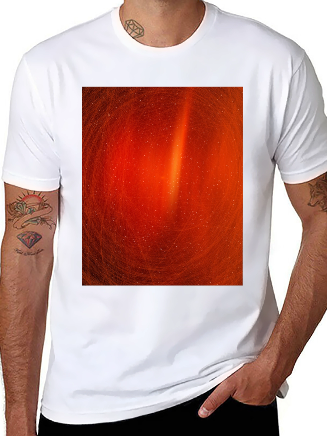 Black Fiery Swirl Black T-Shirt - Modern Art Design view 8