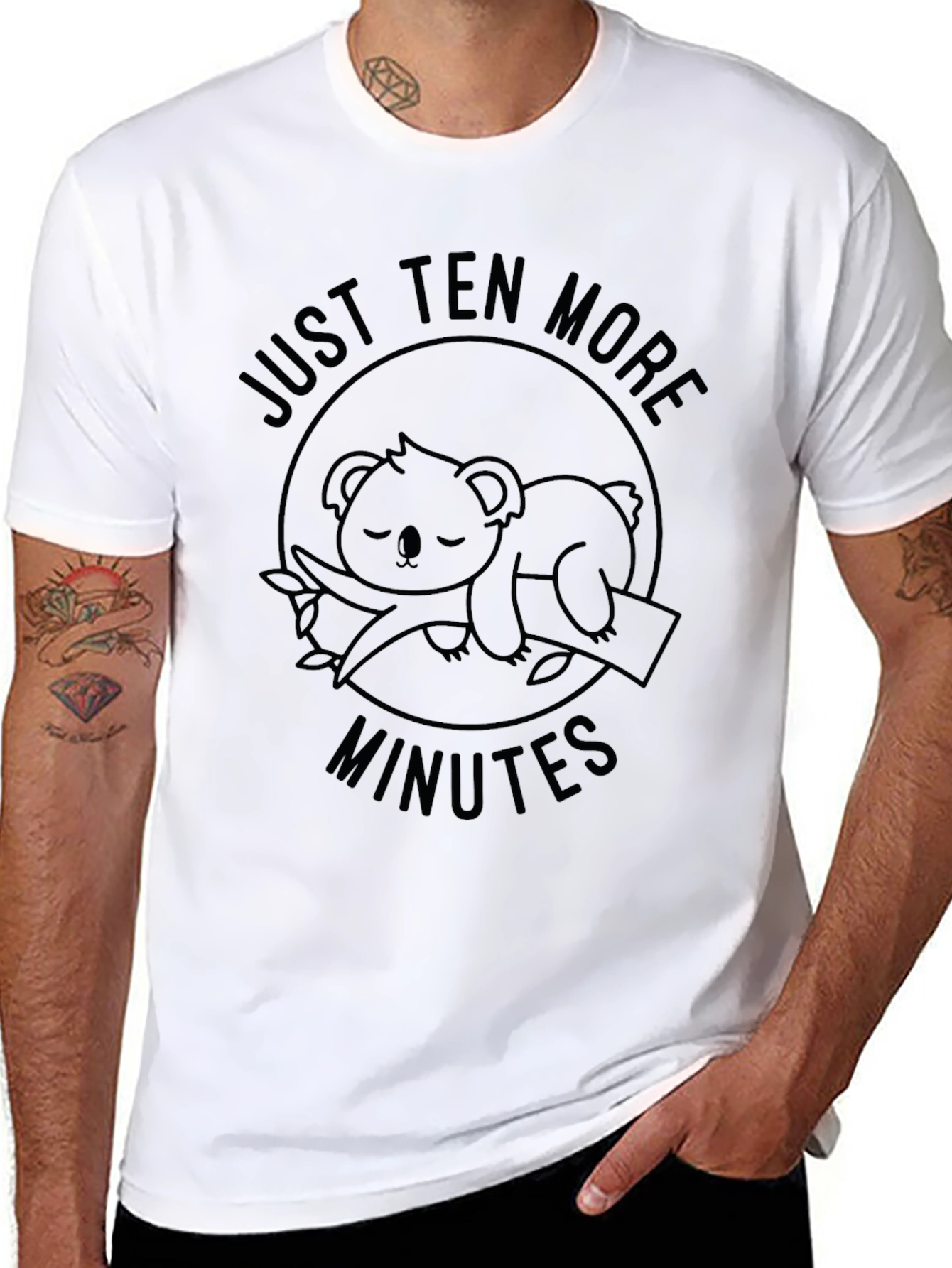 Black Just Ten More Minutes Koala T-Shirt view 8