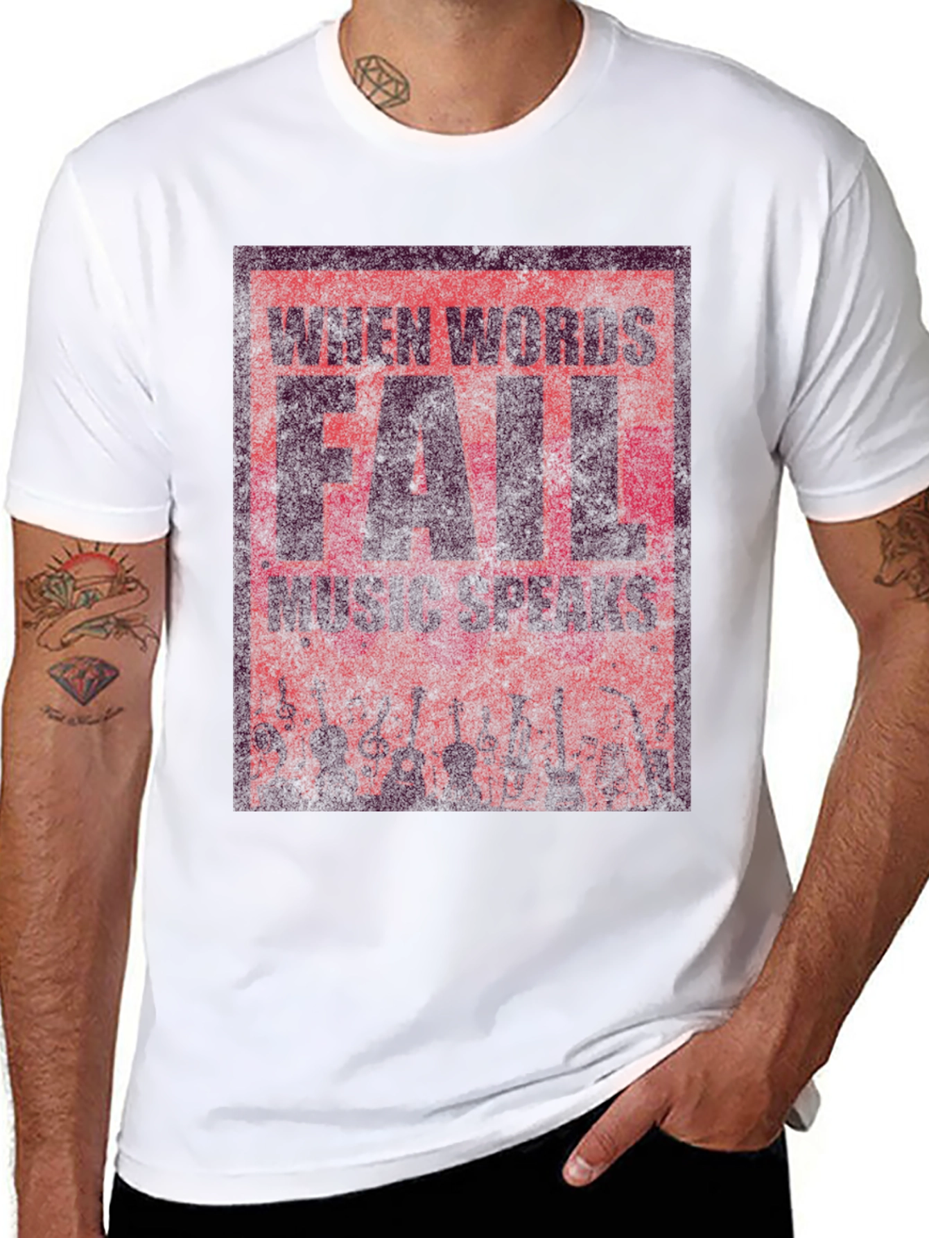 Black Music Speaks T-Shirt - When Words Fail Design view 8