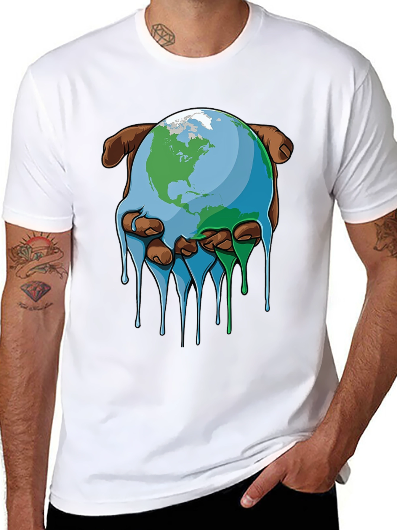 Black Melting Earth Graphic Tee - Save the Planet view 8