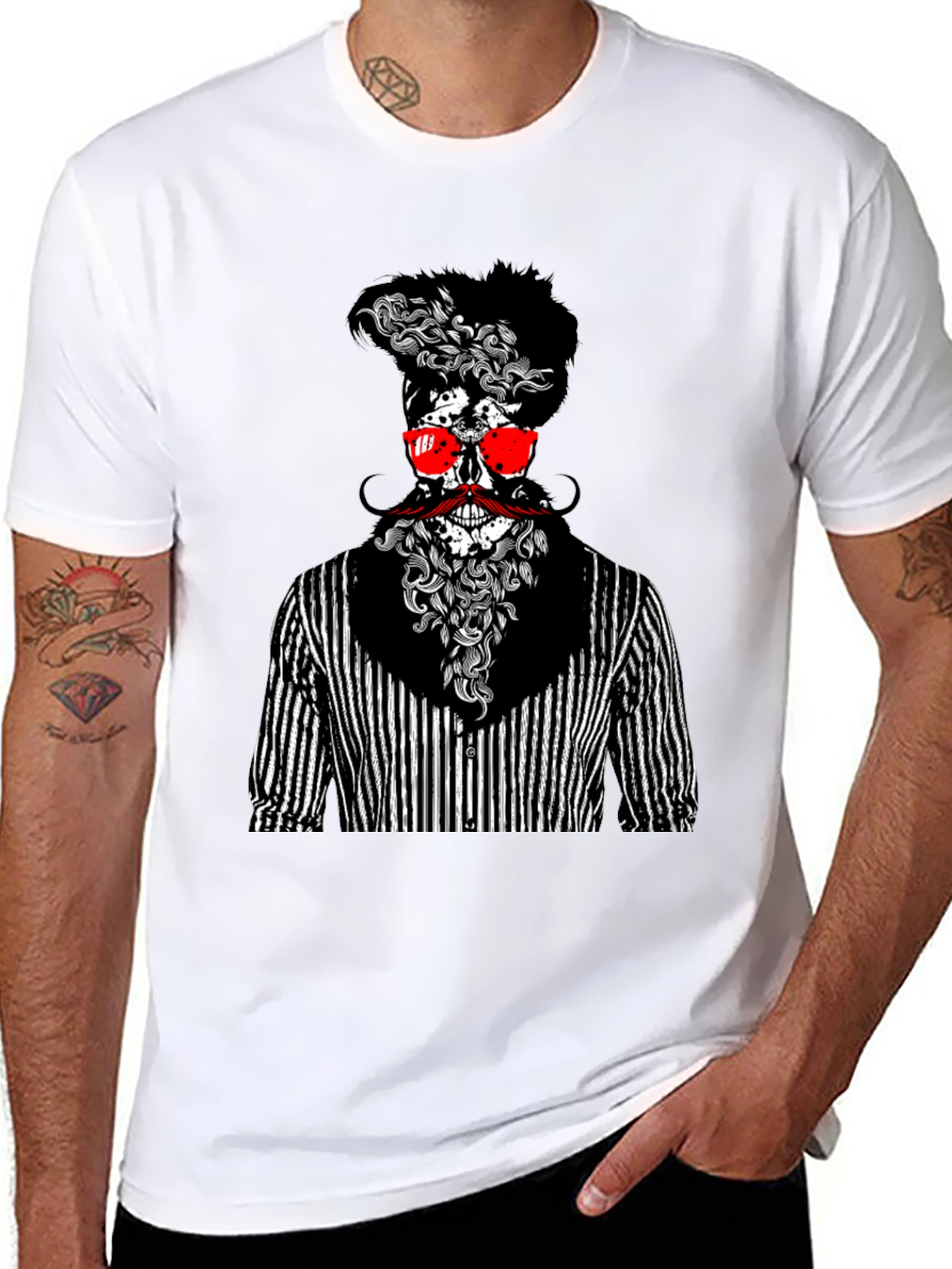 Black Skull Gentleman Graphic Tee - Unique Style view 8