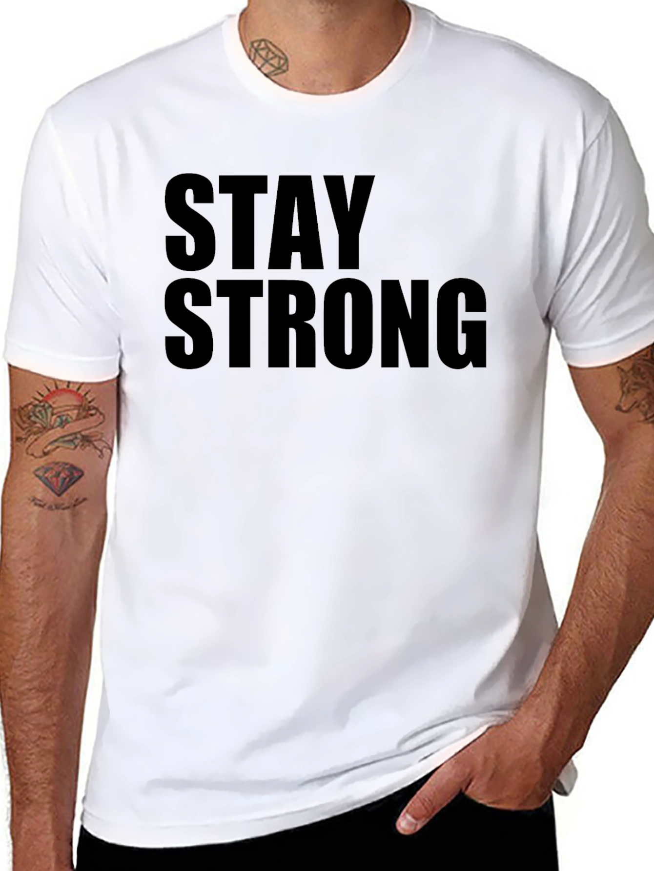 Black Stay Strong Graphic Black T-Shirt view 8
