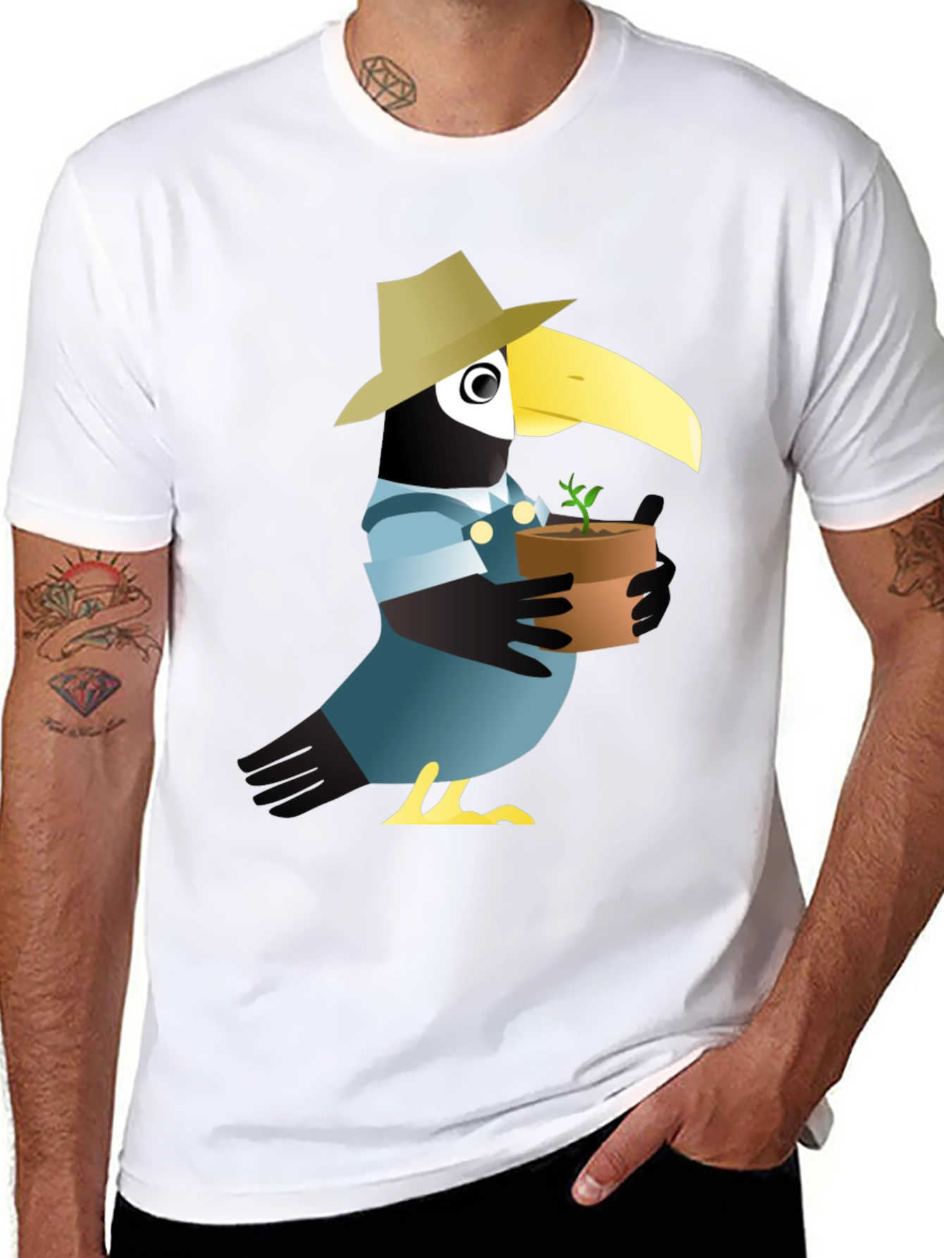 Black Quirky Crow Gardener Graphic Tee - Black Cotton view 8
