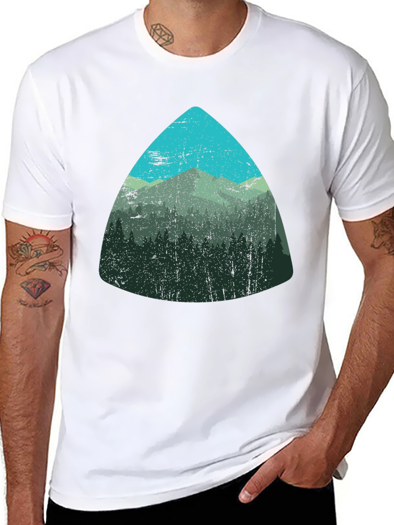 Black Mountain Scene Graphic Tee - Soft Black T-Shirt view 8