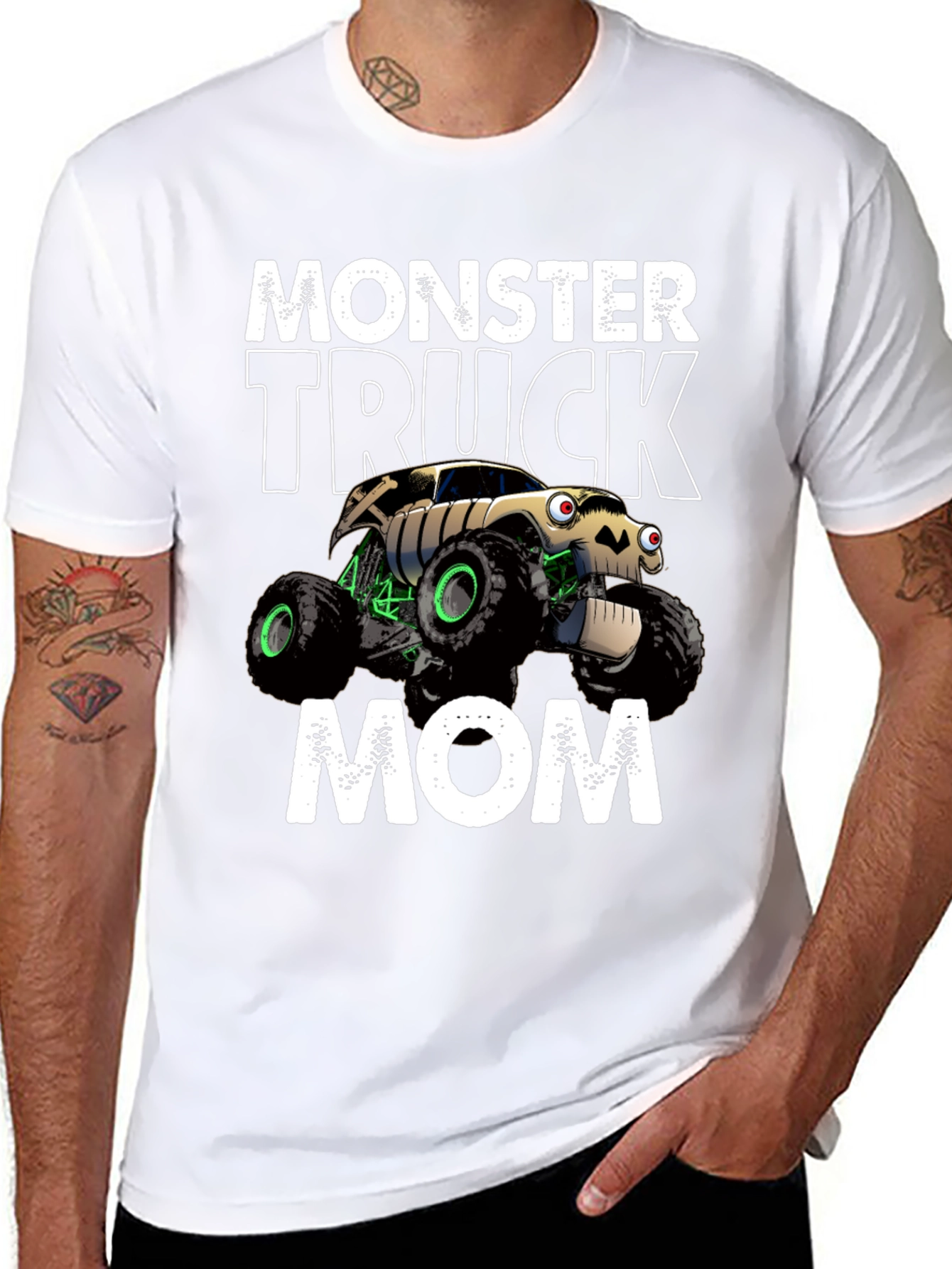 Black Monster Truck Mom T-Shirt - Black Cotton Blend view 8