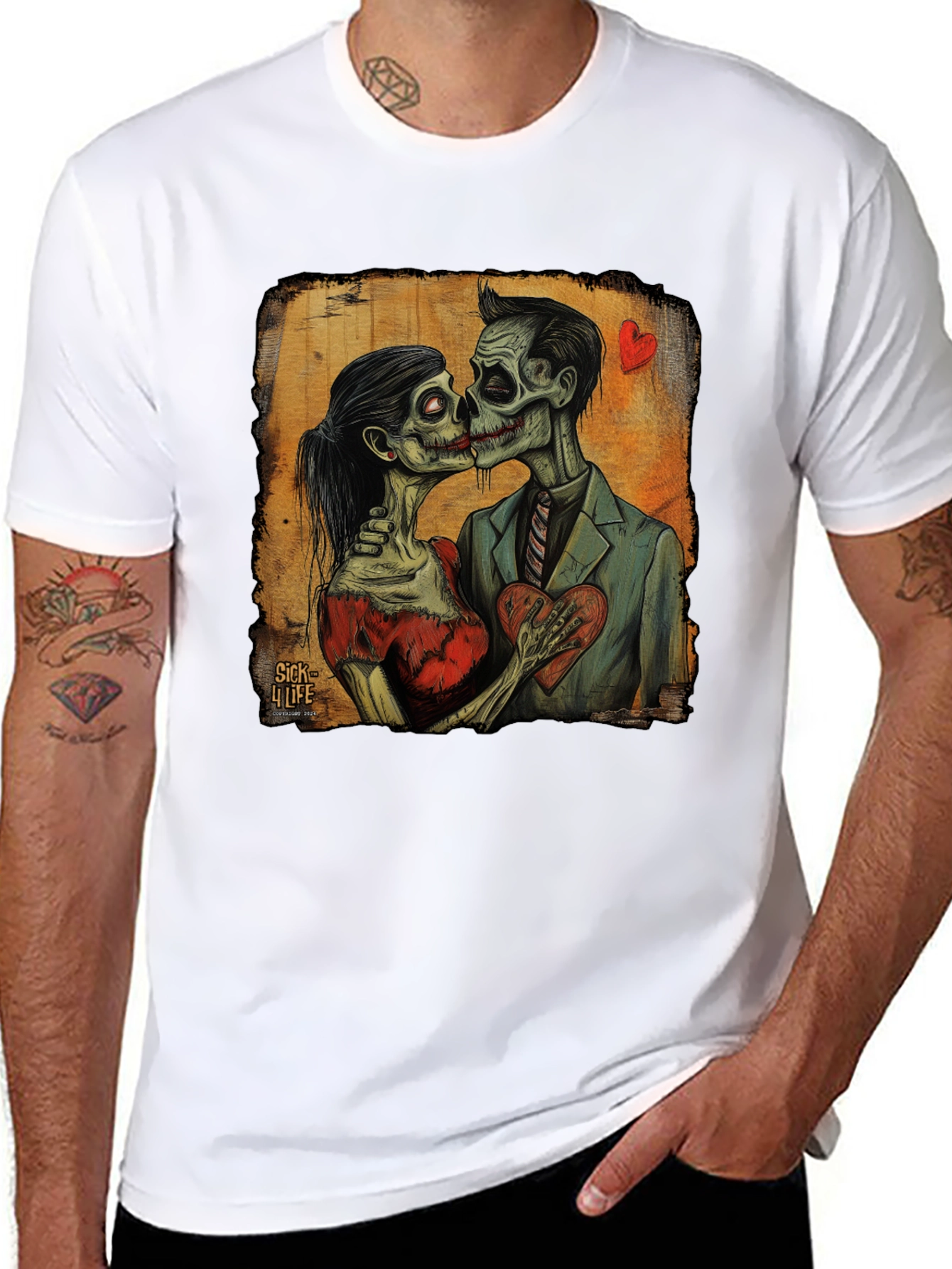 Black Zombie Love T-Shirt - Undead Romance Tee view 8