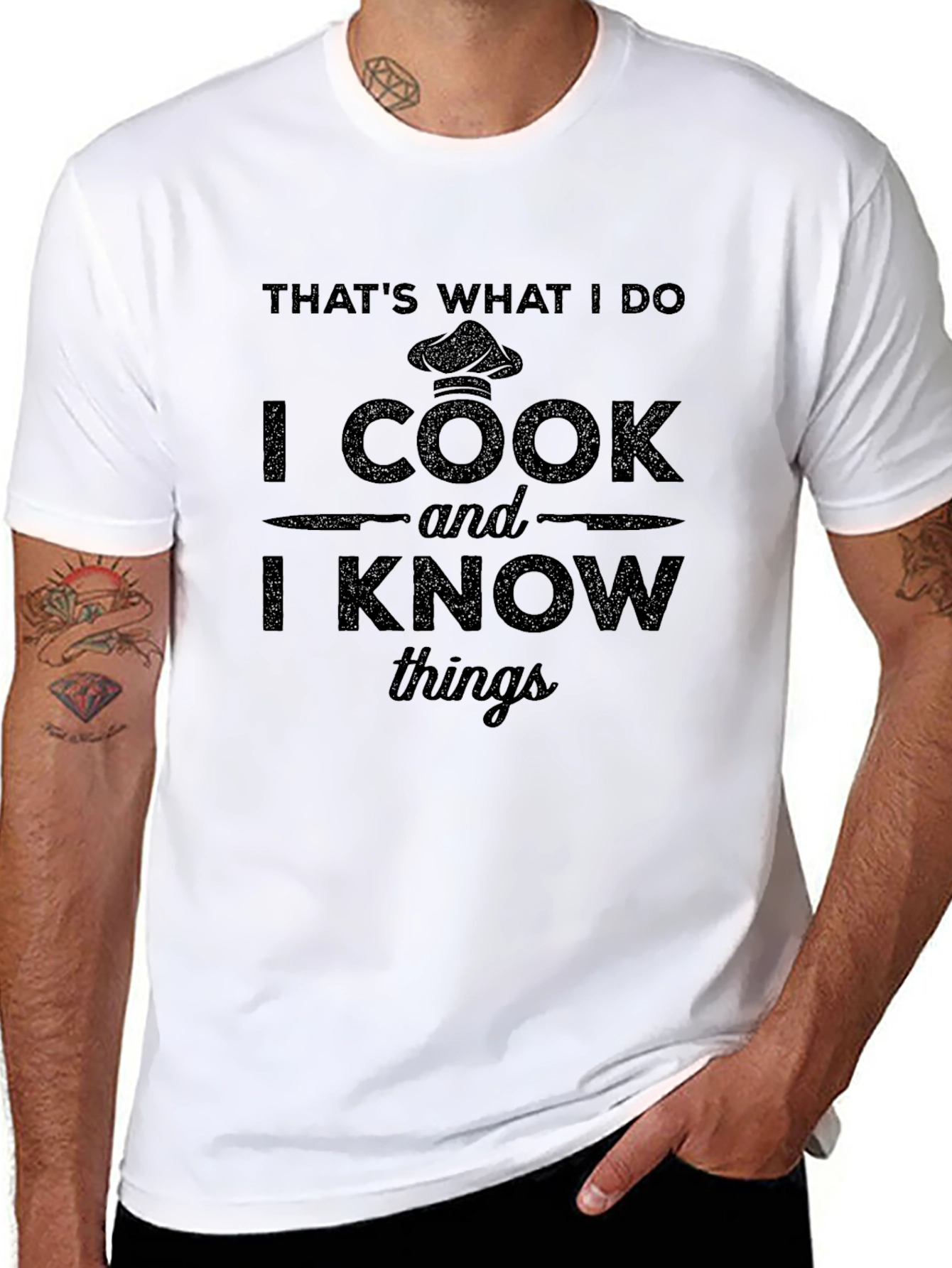 Black Chef's Wisdom T-Shirt - I Cook and I Know Things Tee view 8