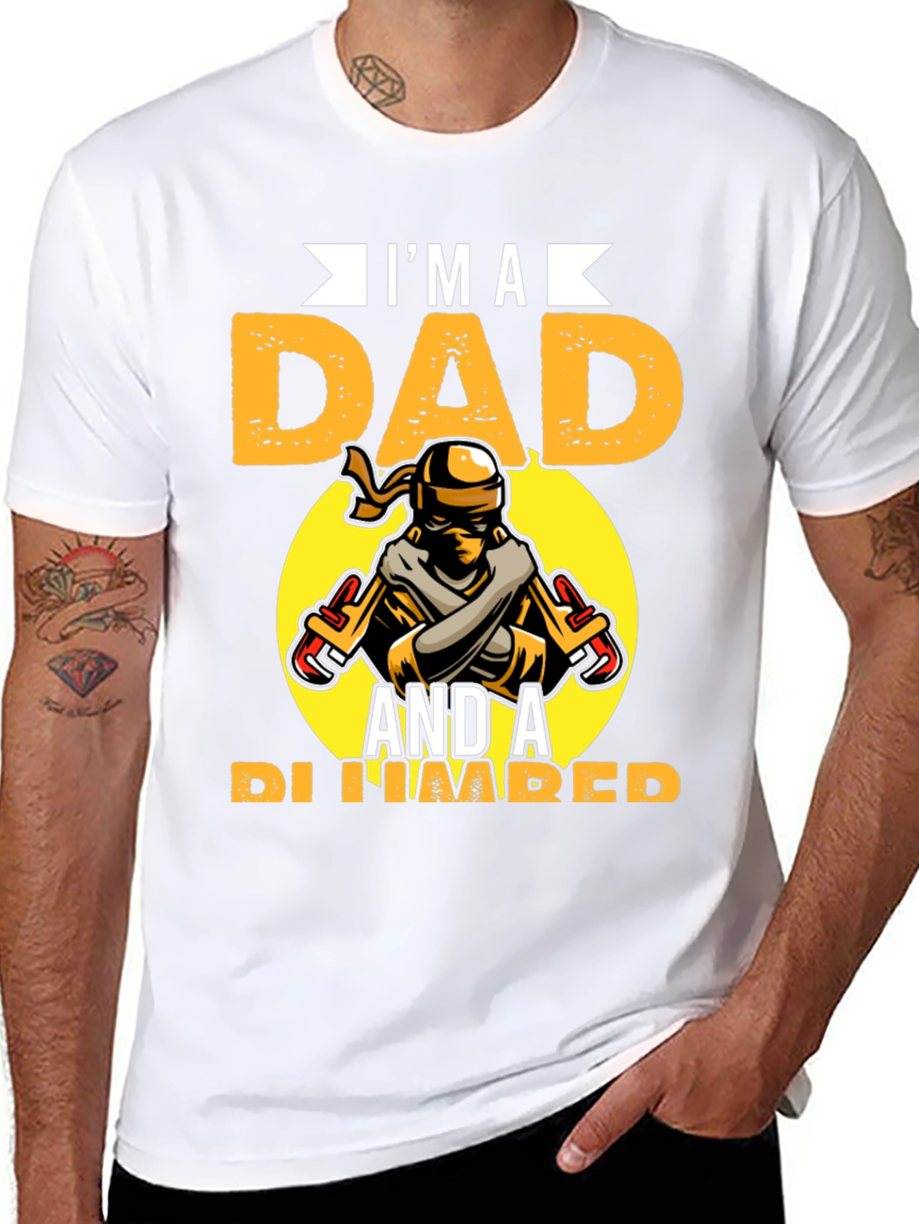 Black I'm A Dad And A Plumber Graphic Tee view 8