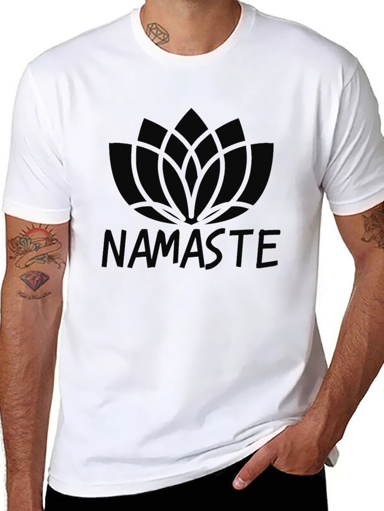 Black Namaste Lotus Graphic Black T-Shirt view 8