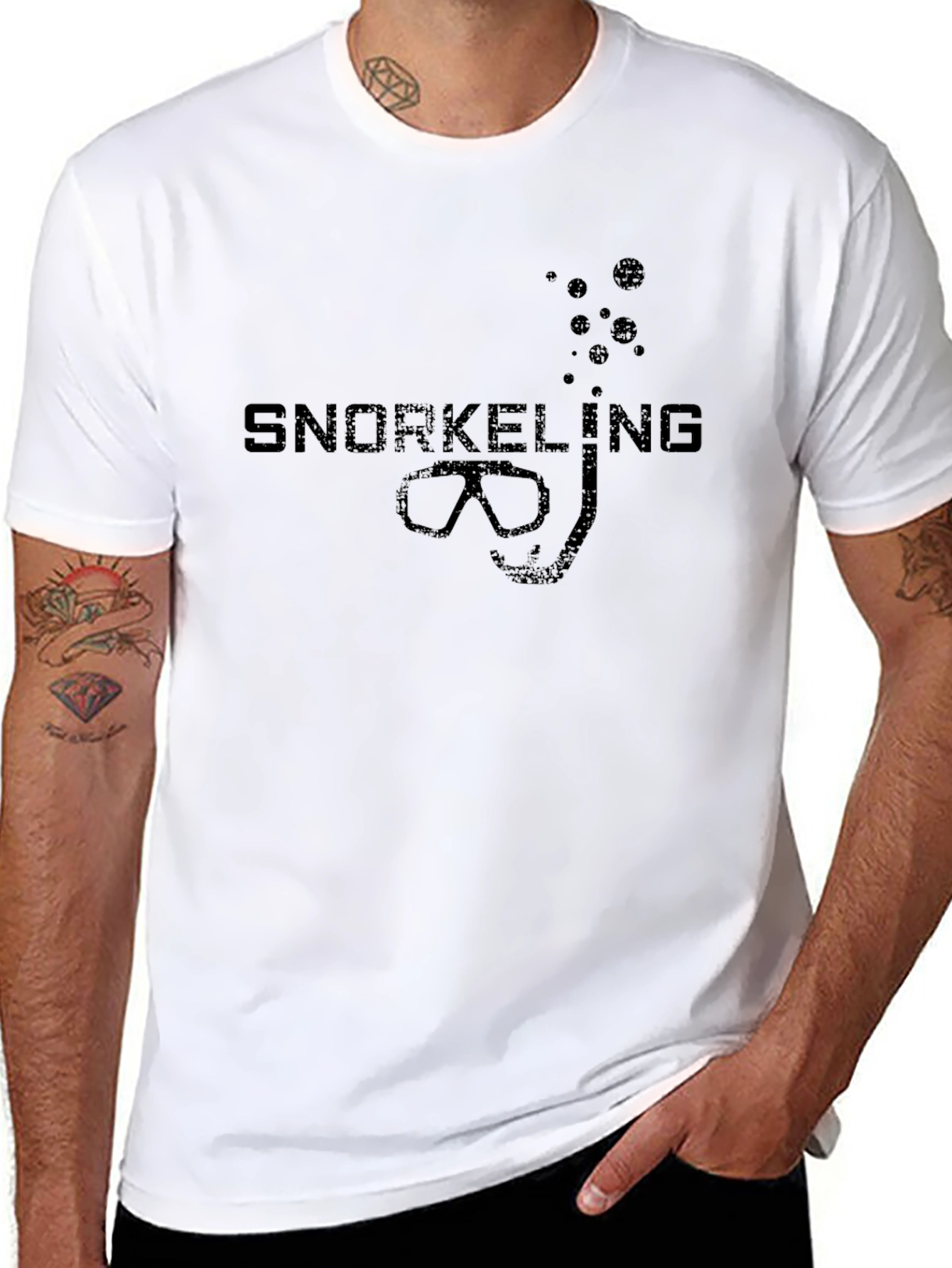 Black Snorkeling Graphic Tee - Black Cotton T-Shirt view 8