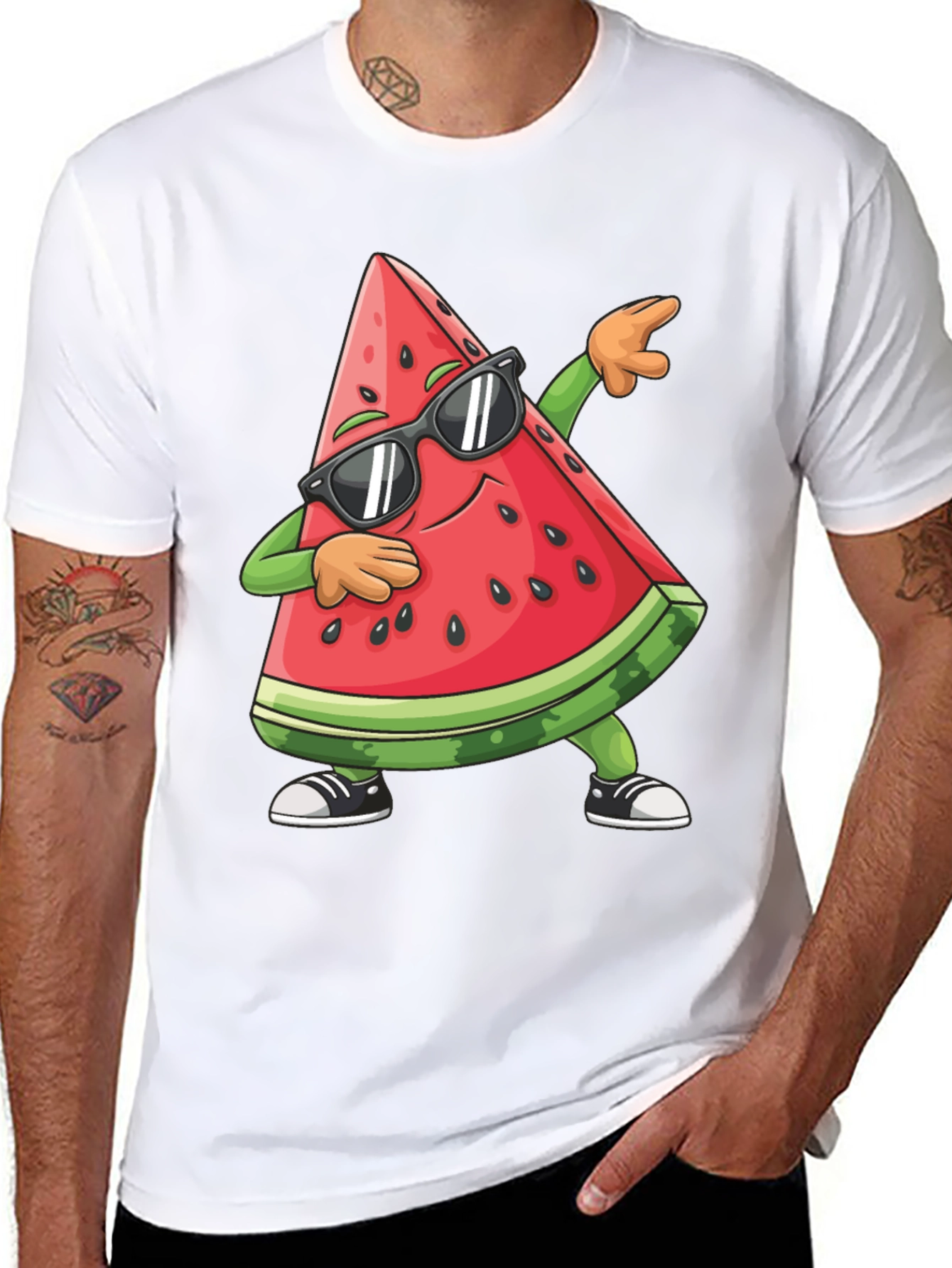 Black Cool Watermelon Dab T-Shirt - Summer Fun! view 8