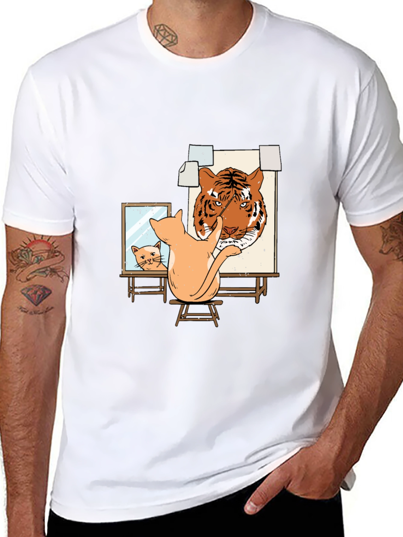 Black Cat Painting Tiger T-Shirt - Artistic & Unique Design view 8