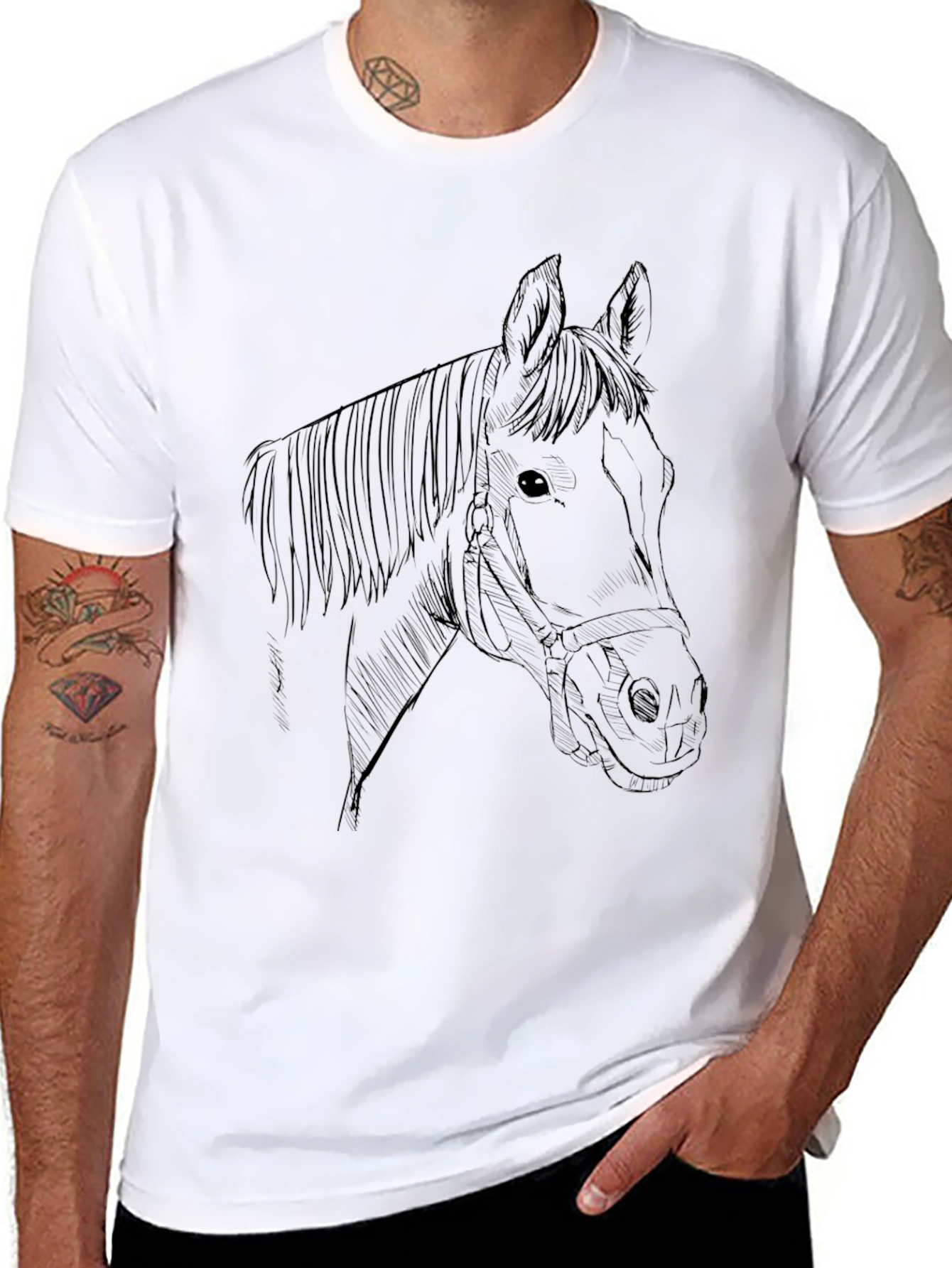 Black Black Horse Outline Graphic Tee view 8
