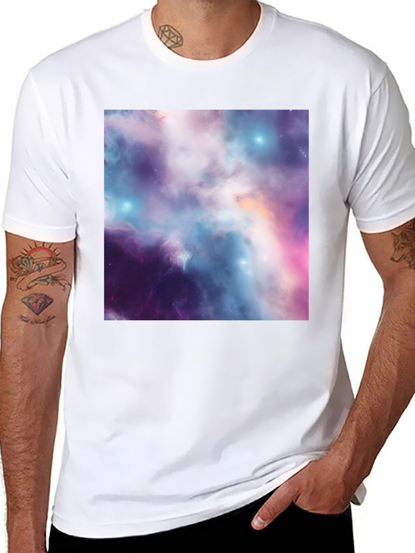 Black Nebula Print Black T-Shirt view 8
