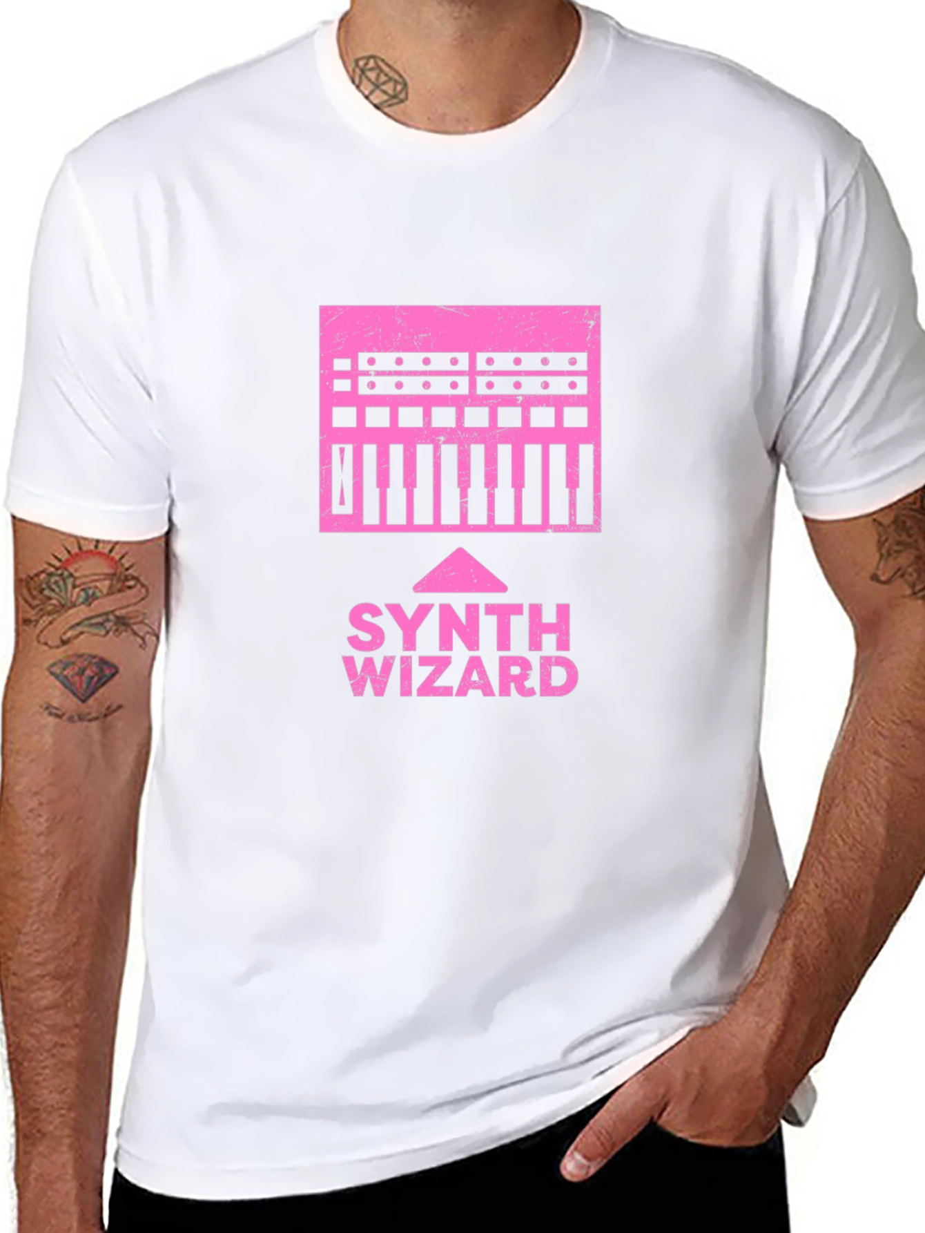 Black Synth Wizard Graphic T-Shirt - Black view 8
