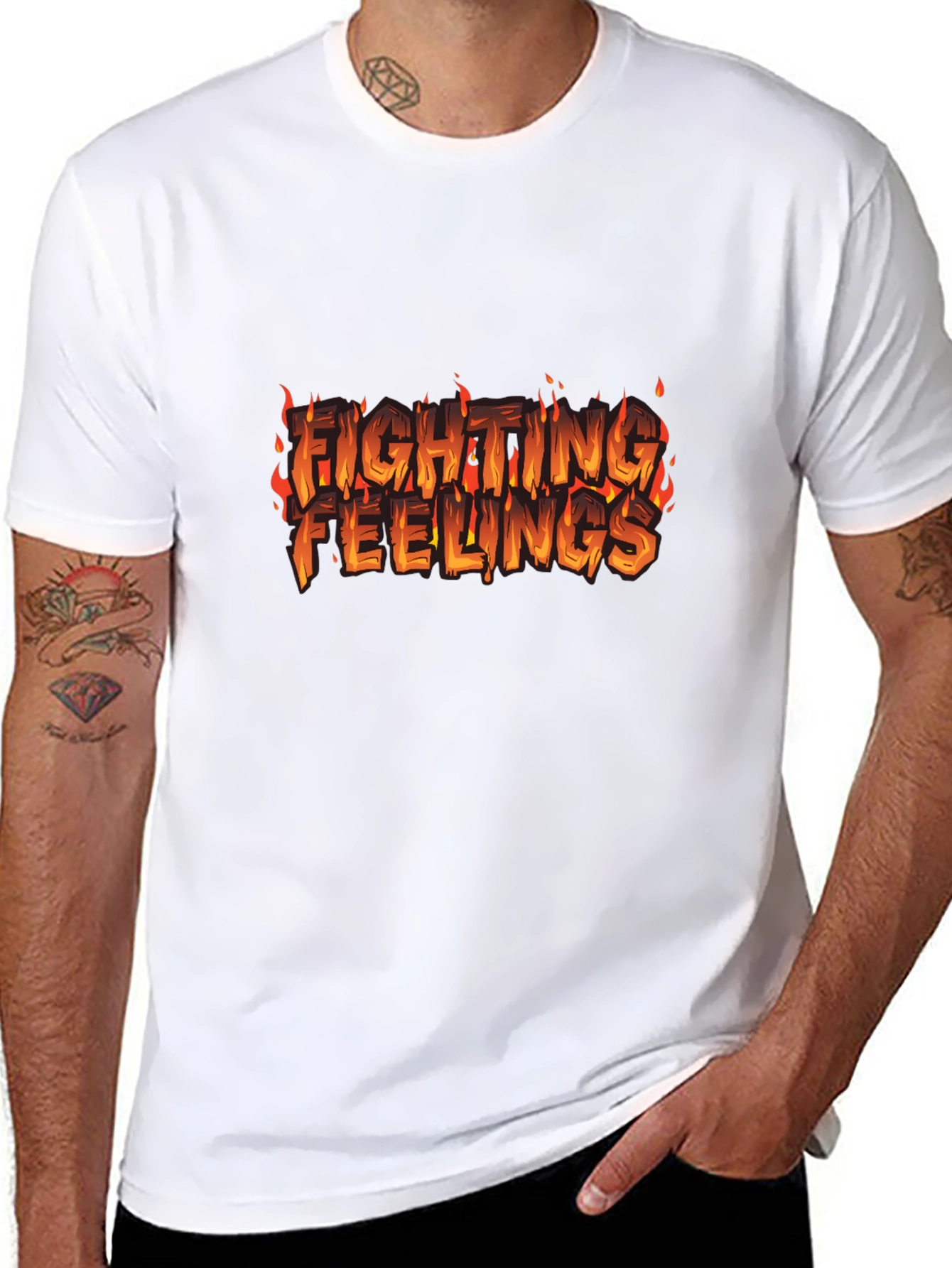 Black Fighting Feelings Graphic Tee - Black view 8