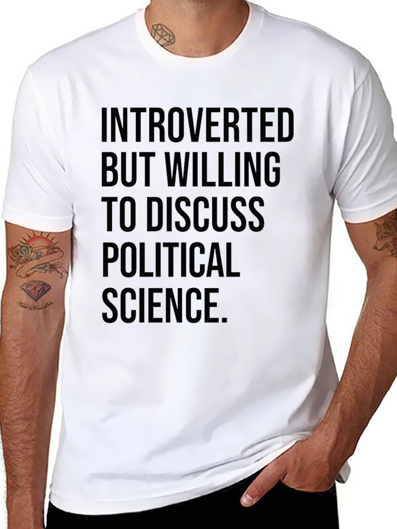 Black Introverted Political Science T-Shirt view 8