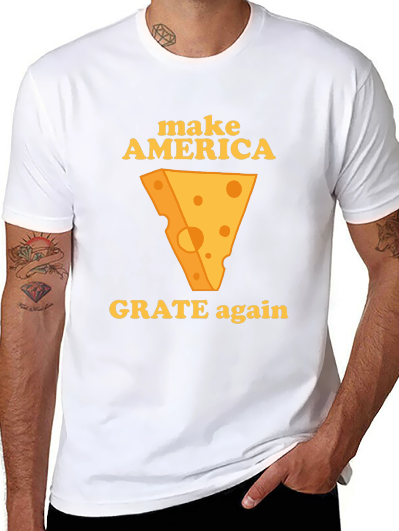 Black Make America Grate Again T-Shirt - Cheese Humor Tee view 8