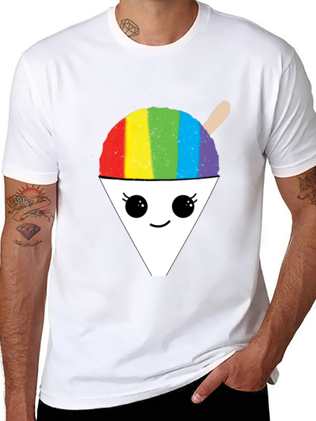 Black Rainbow Shaved Ice Graphic Tee - Cute Foodie Shirt view 8