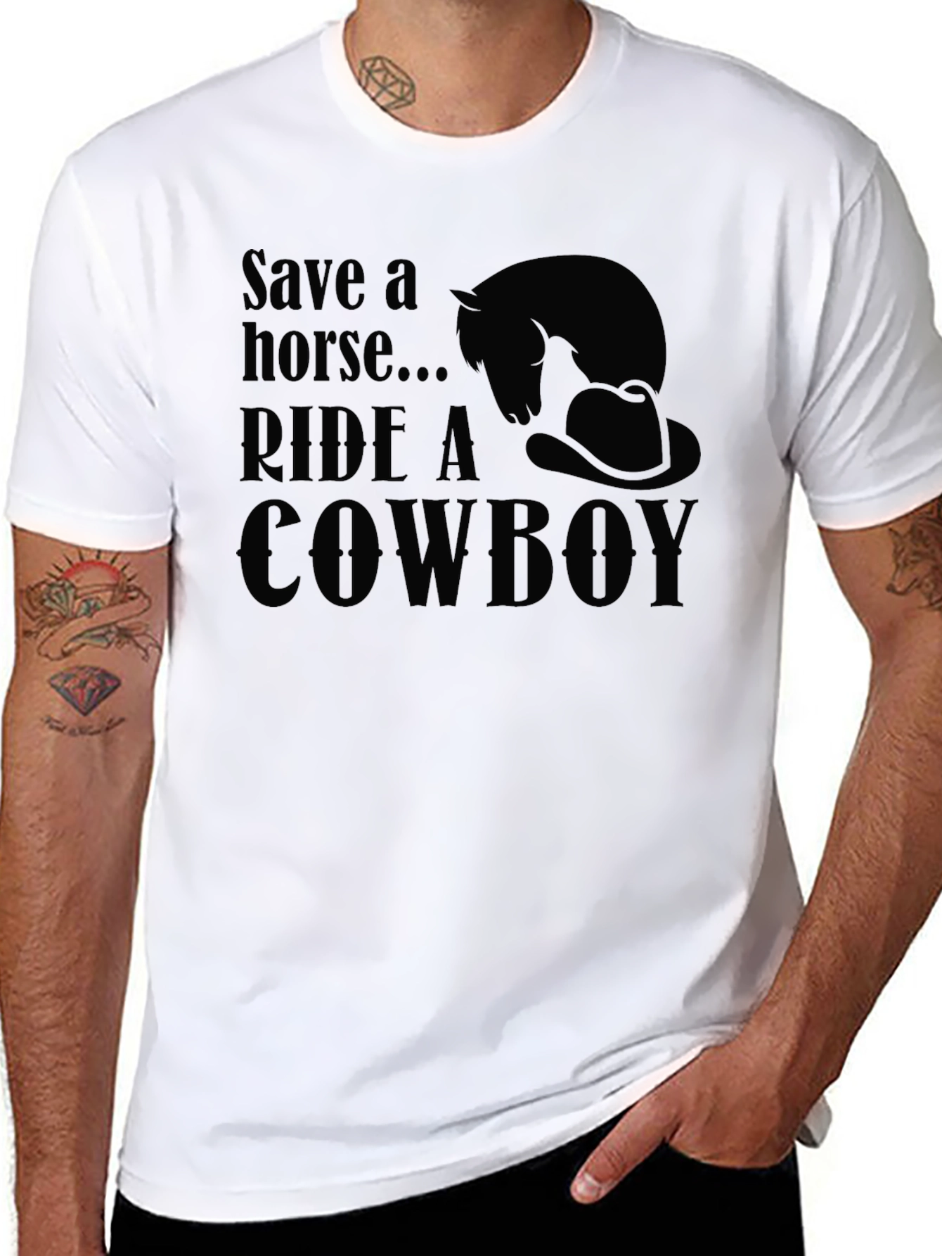 Black Save a Horse Ride a Cowboy Graphic Tee view 8