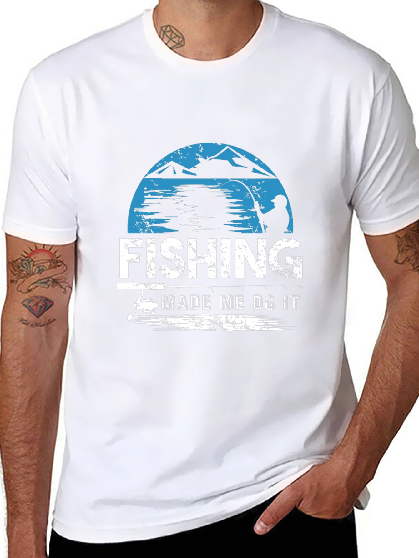 Black Fishing Made Me Do It Graphic T-Shirt view 8