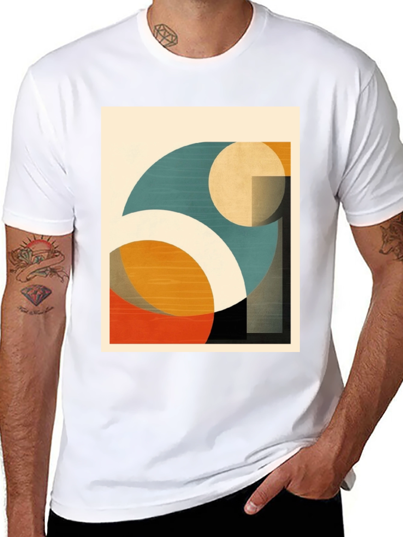 Black Geometric Art T-Shirt: Modern Abstract Design view 8