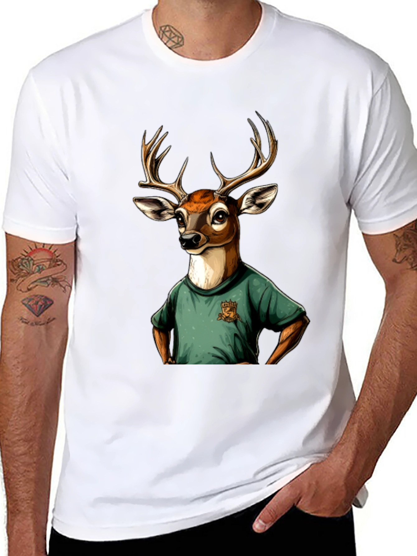Black Deer T-Shirt - Novelty Animal Graphic Tee view 8