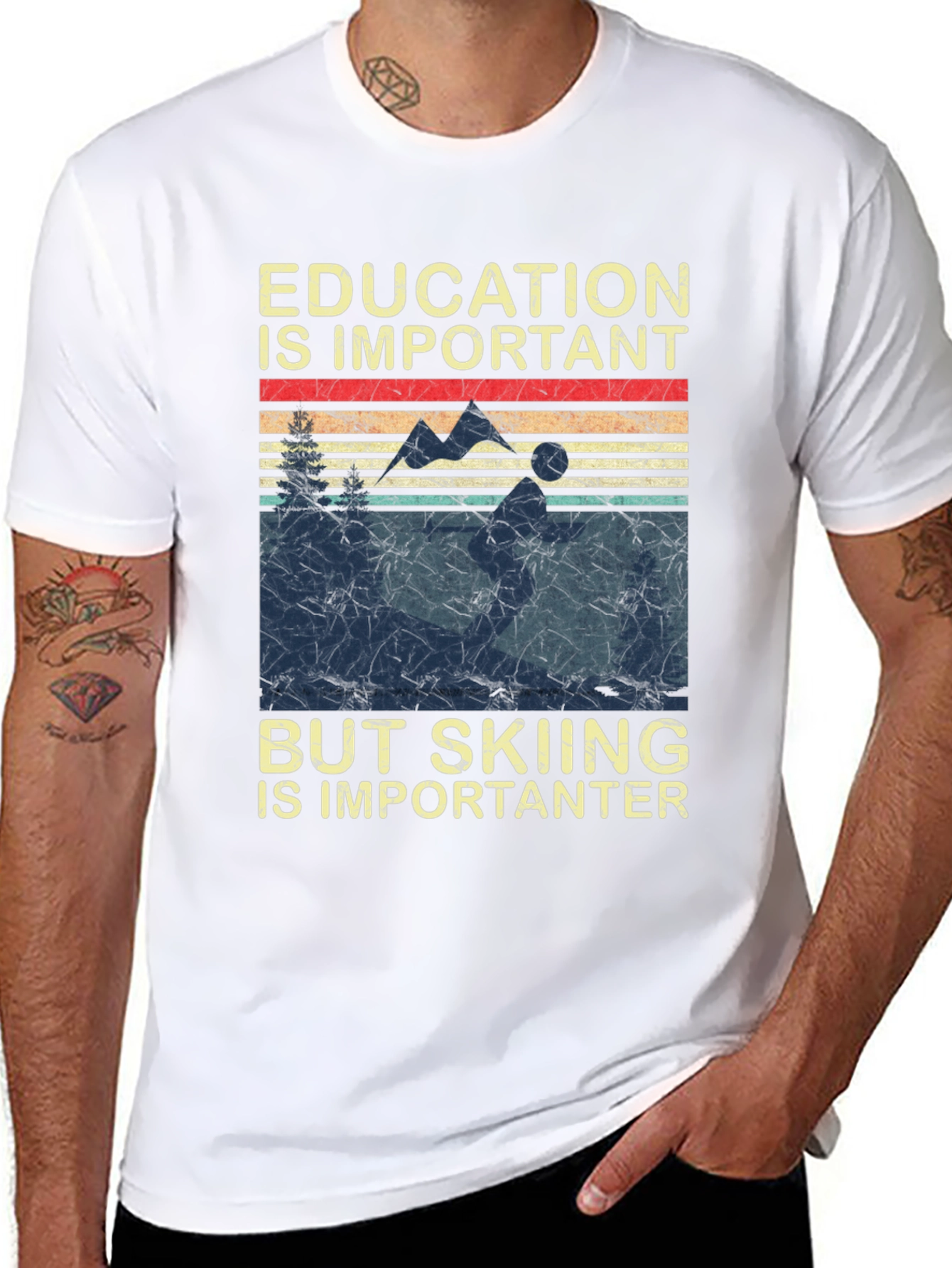 Black Skiing is Importanter T-Shirt view 8