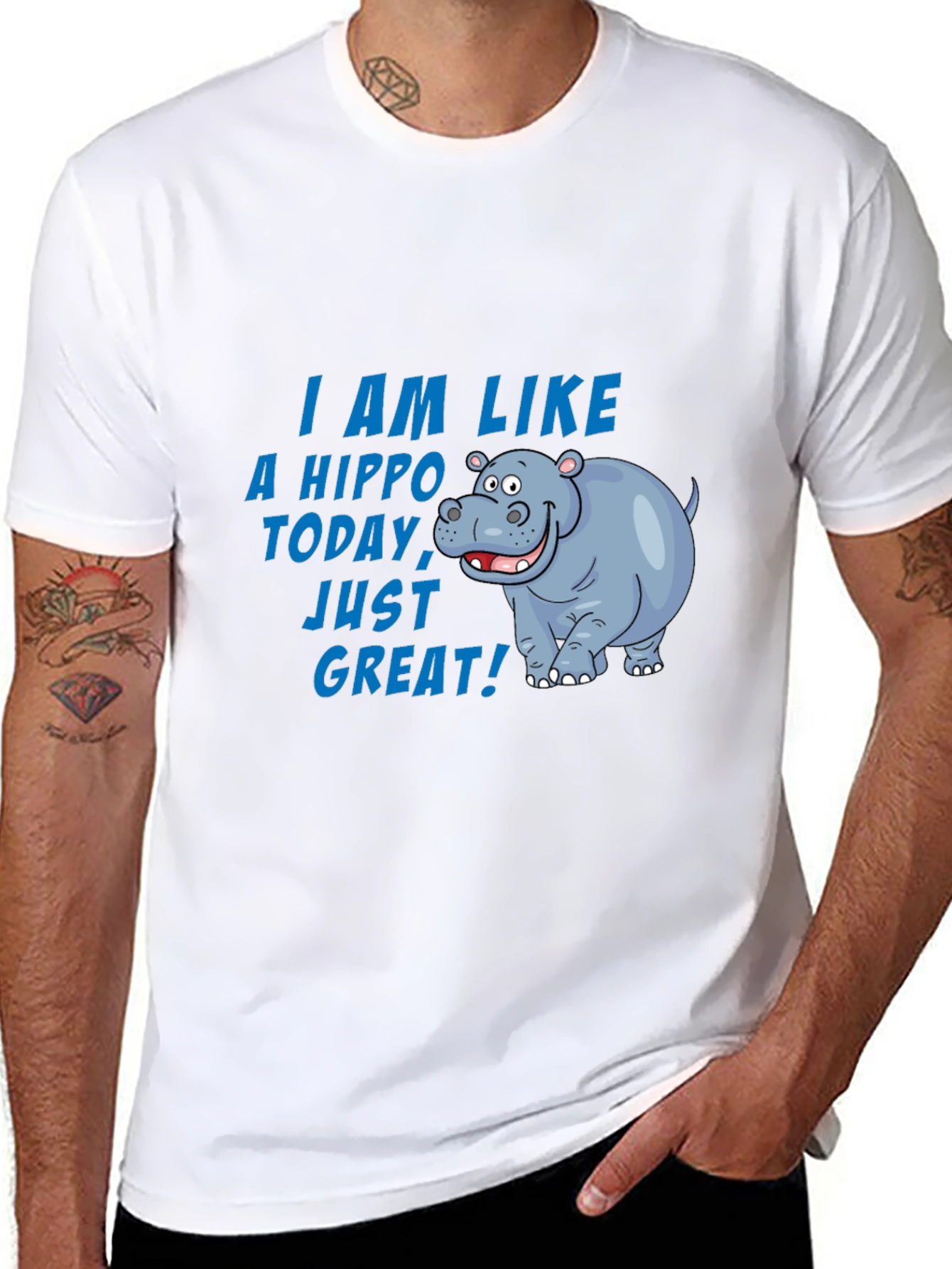 Black Hippo Today T-Shirt - Great Mood Graphic Tee view 8