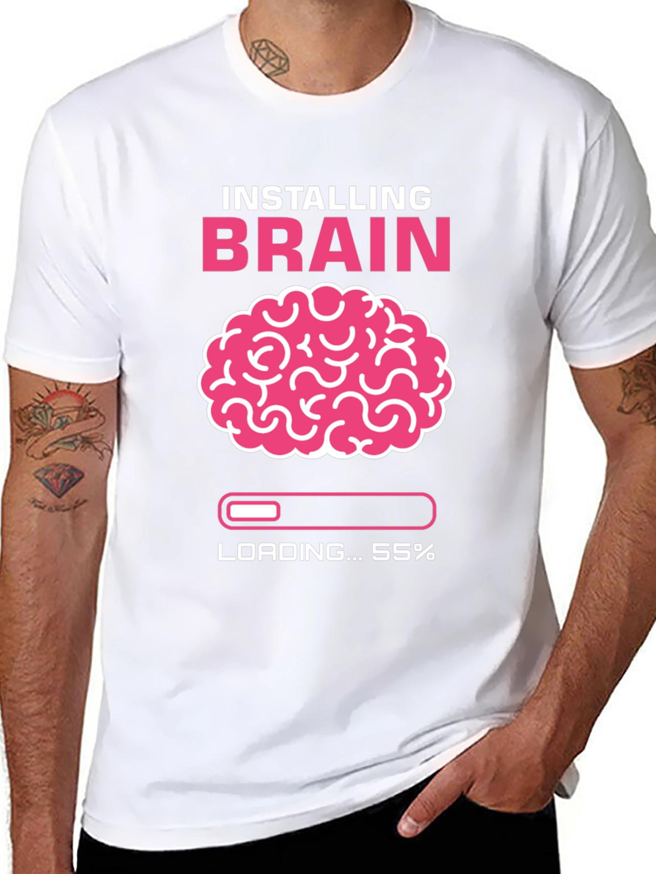 Black Installing Brain T-Shirt - Funny Nerd Tee view 8
